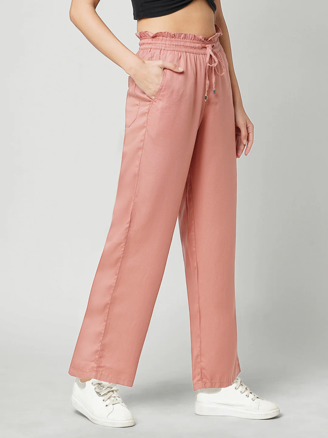 Women Blush Pink High-Rise Culottes - Image 4