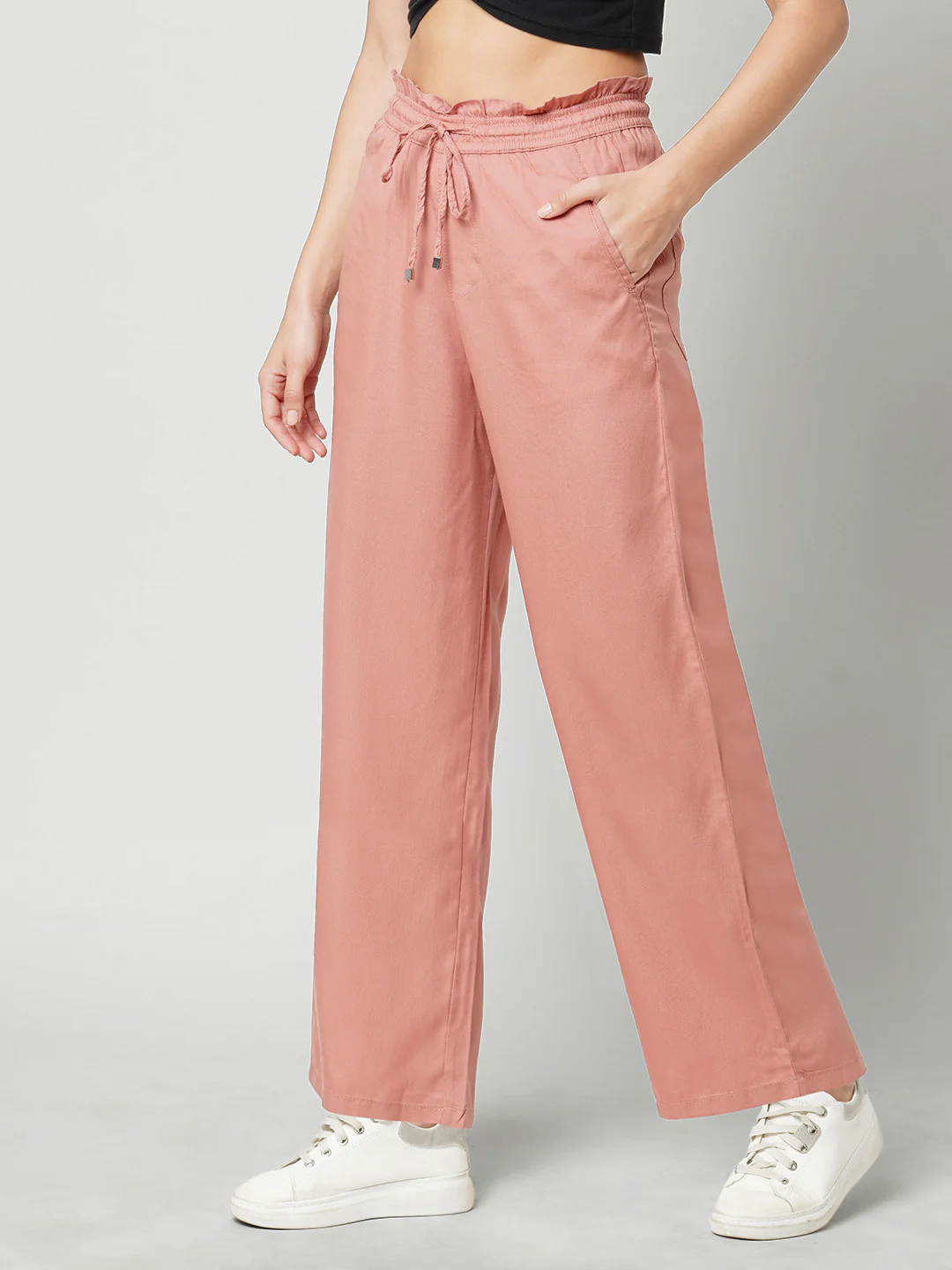 Women Blush Pink High-Rise Culottes - Image 5