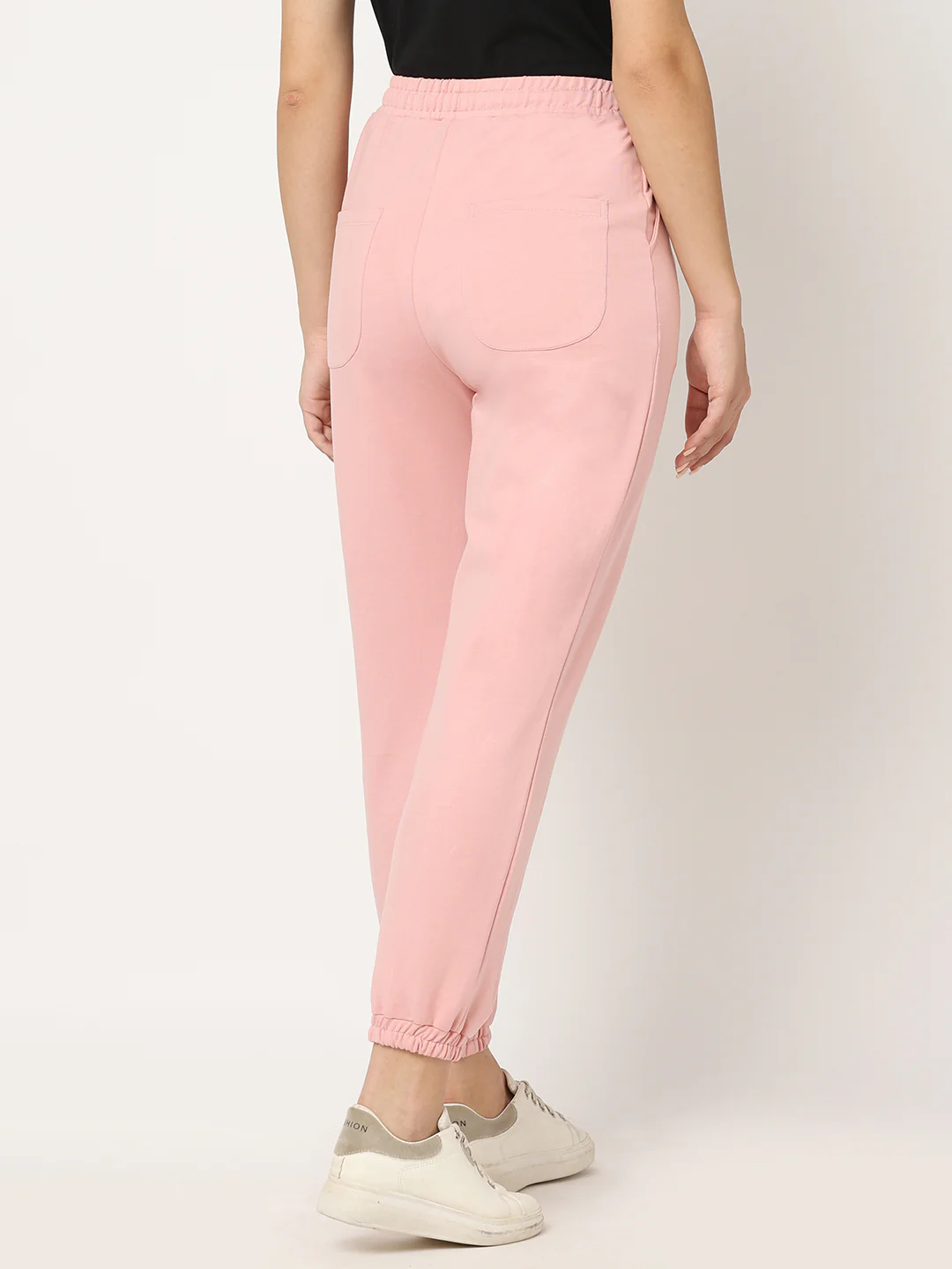 Women Blush Pink Mid-Rise Joggers - Image 3