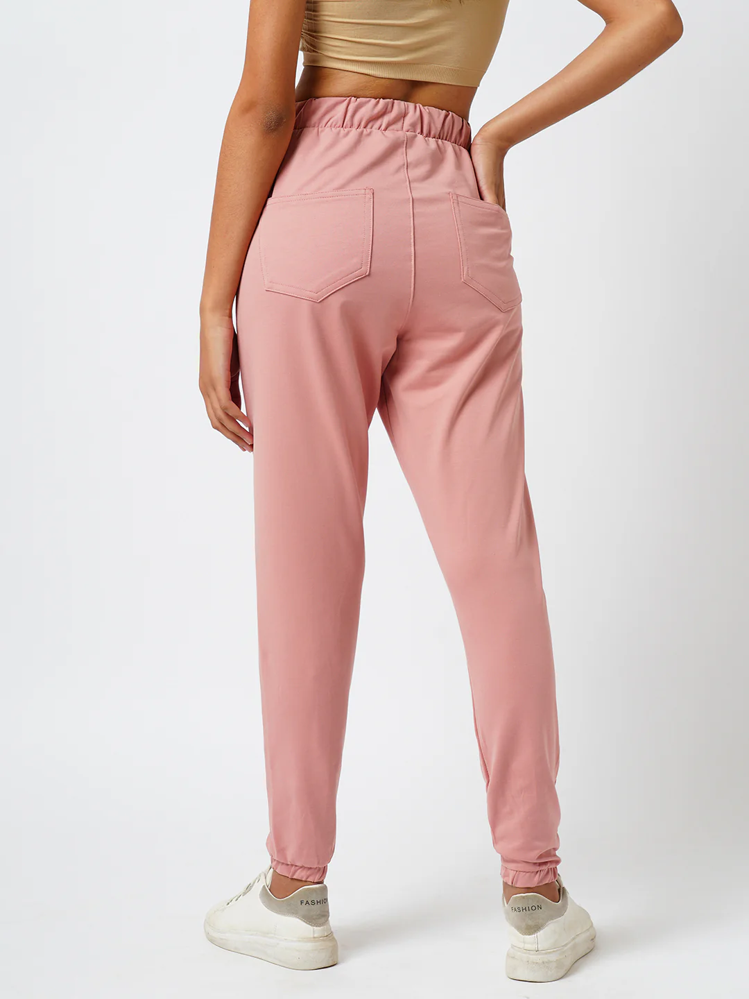 Women Blush Pink Mid-Rise Joggers - Image 3