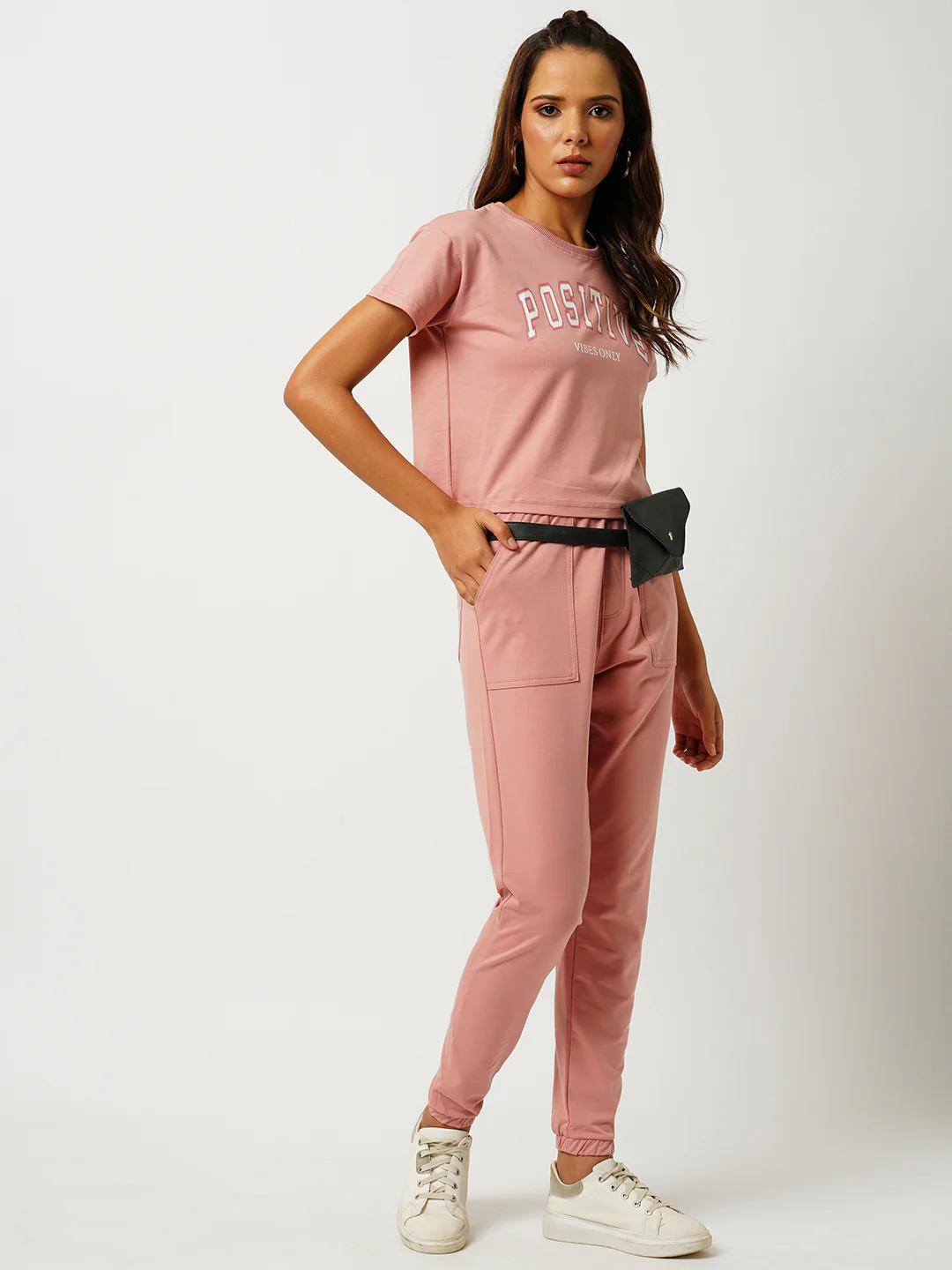 Women Blush Pink Mid-Rise Joggers - Image 4