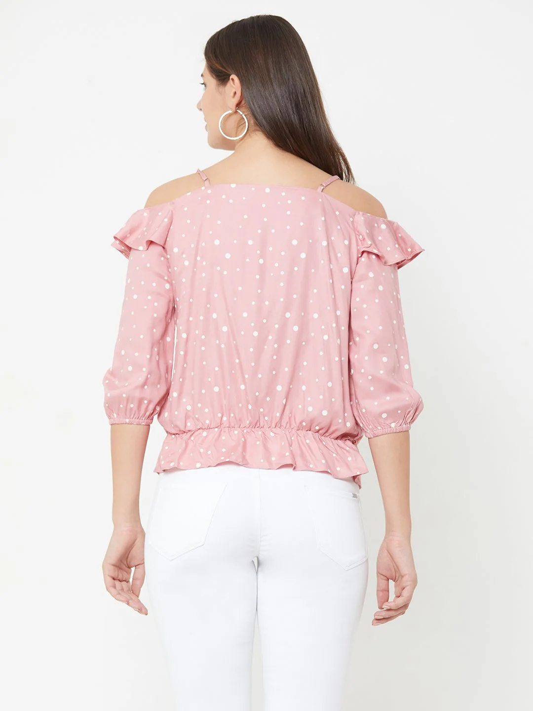 Women Blush Pink Off Shoulder Top - Image 3