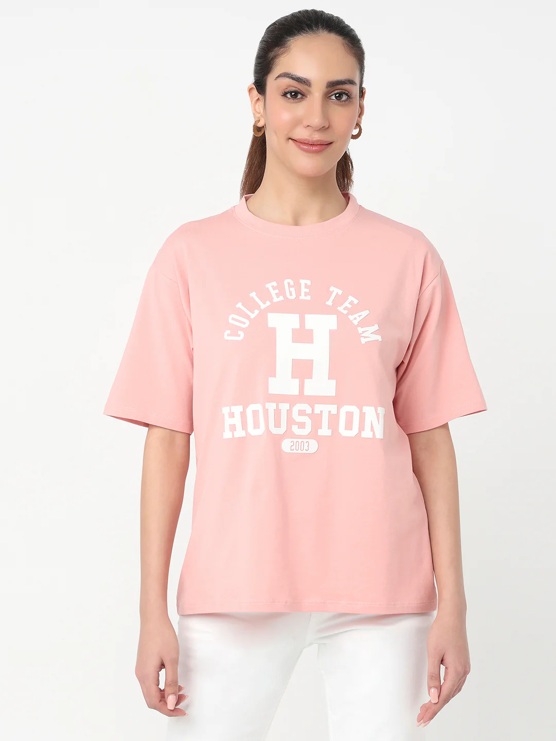 Women Blush Pink Oversized T-Shirt - Image 2