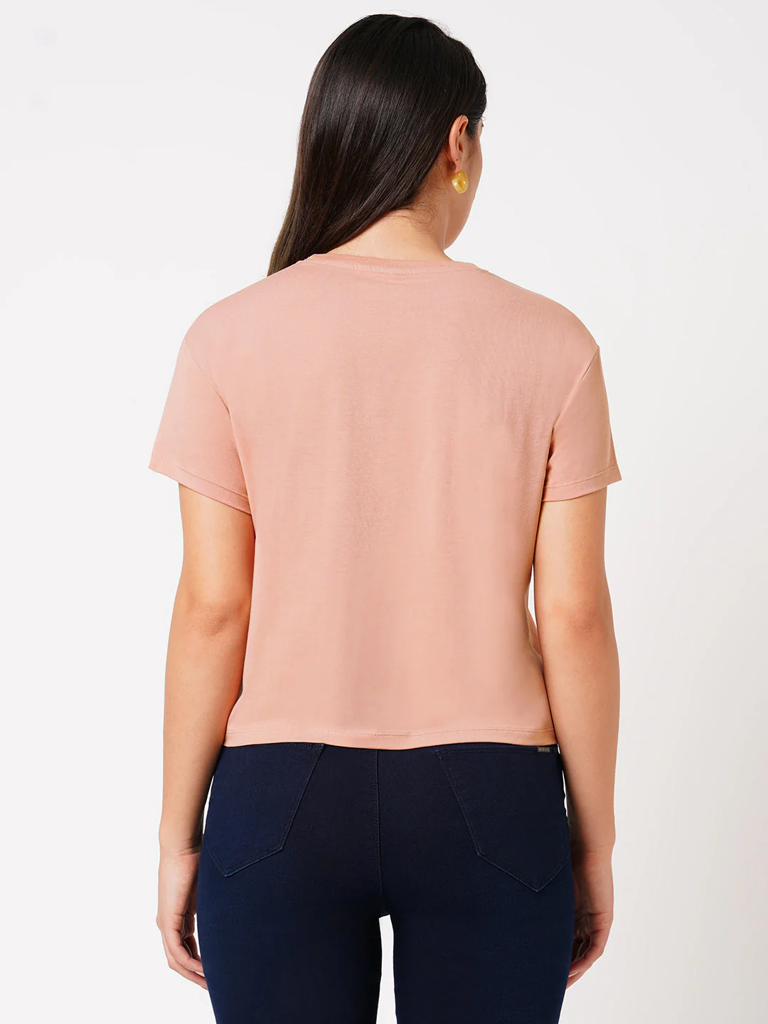 Women Blush Pink Printed Slim T-Shirt - Image 3