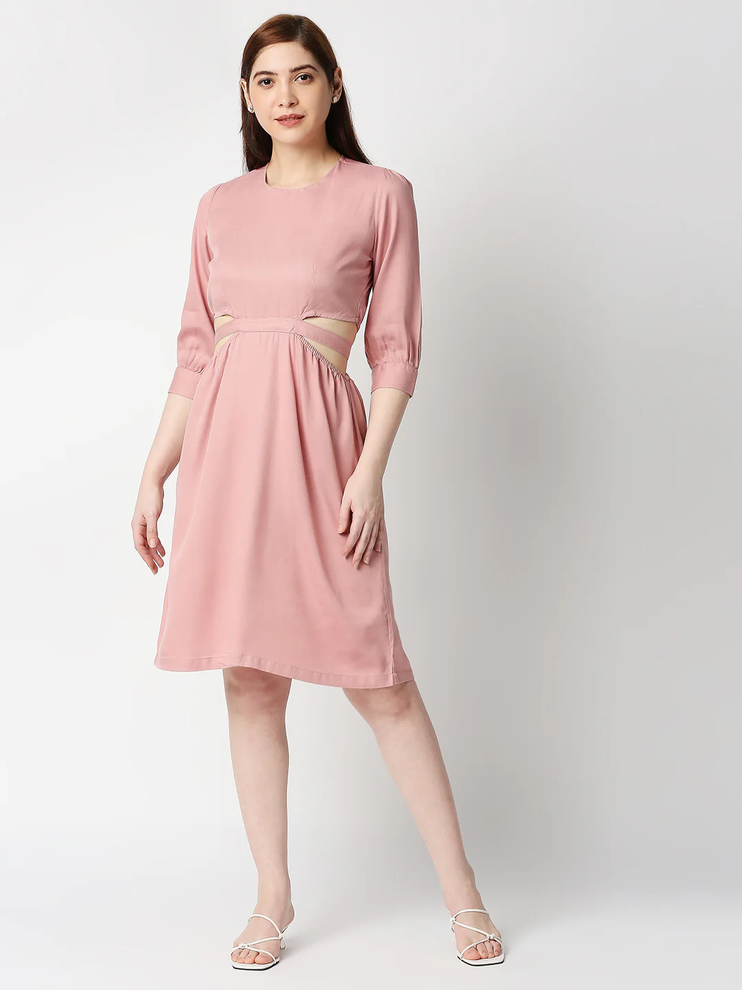 Women Blush Pink Slim Dress