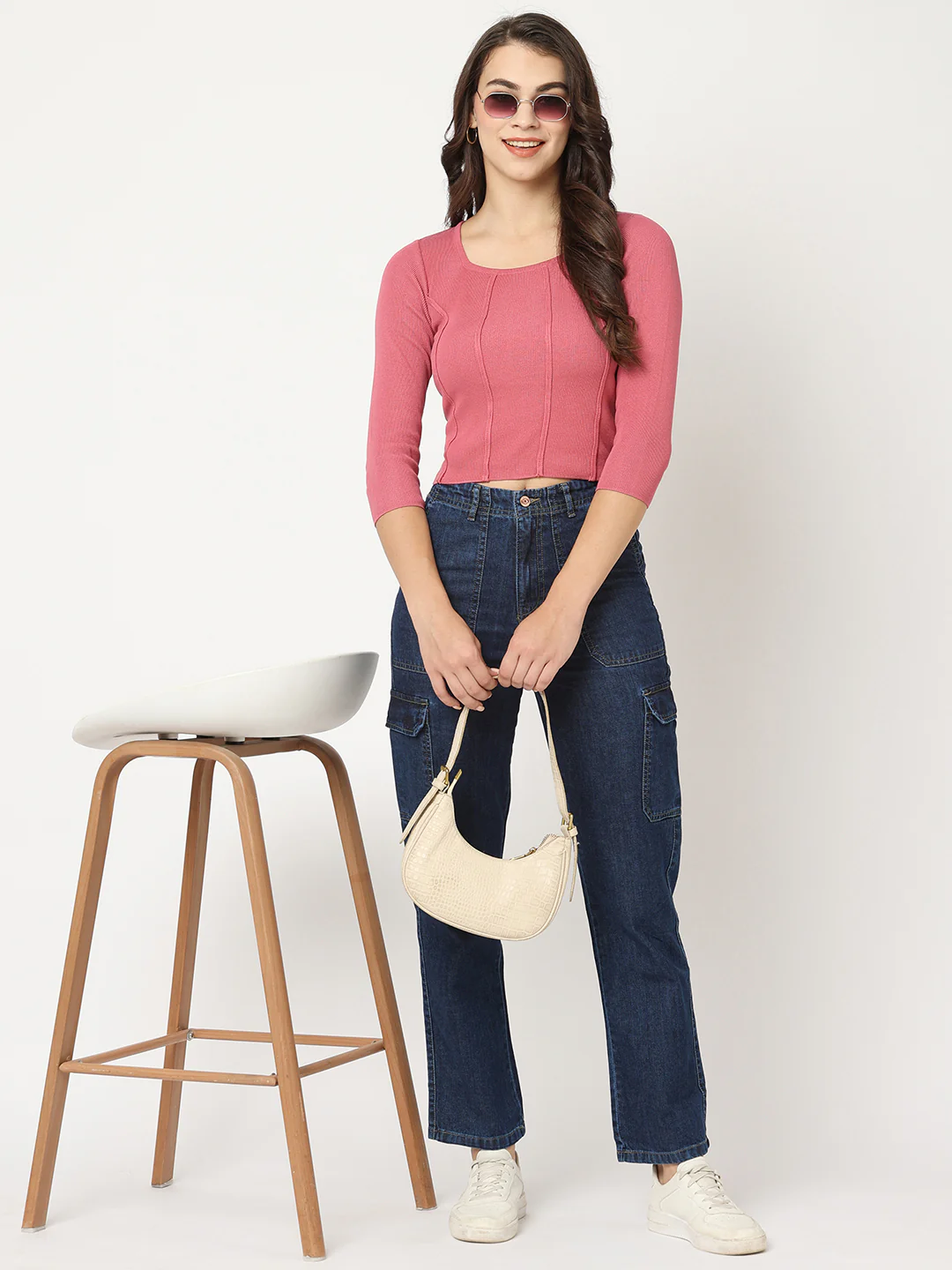 Women Blush Pink Slim Fit Flat Knit - Image 4