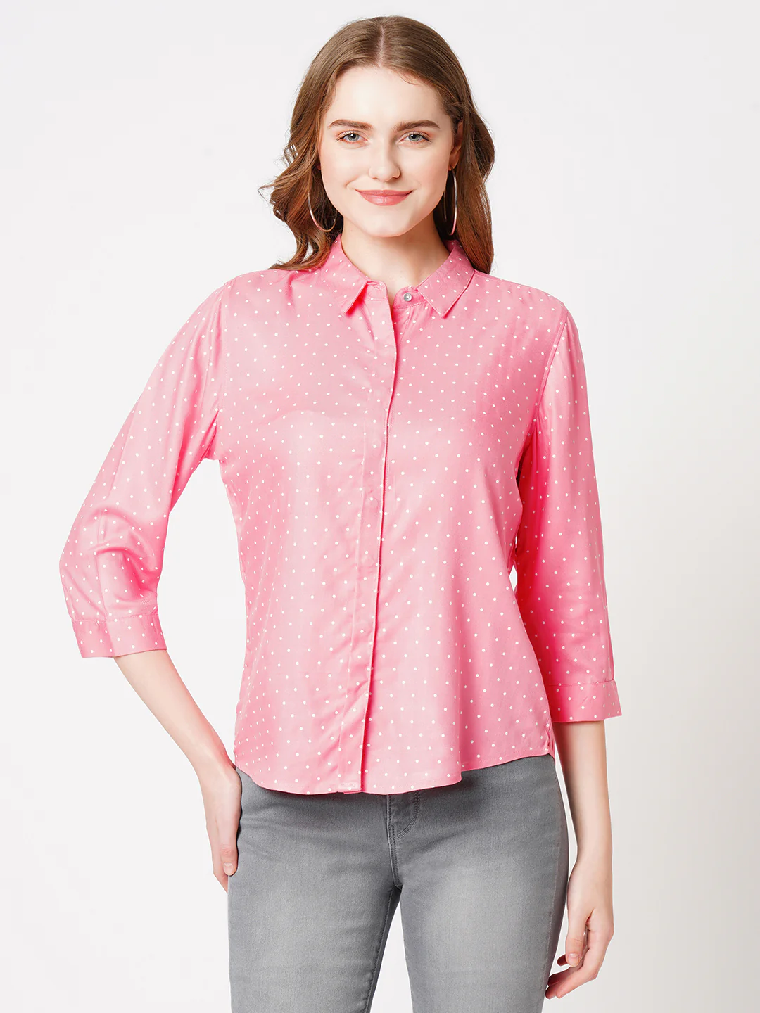 Women Blush Pink Slim Shirt