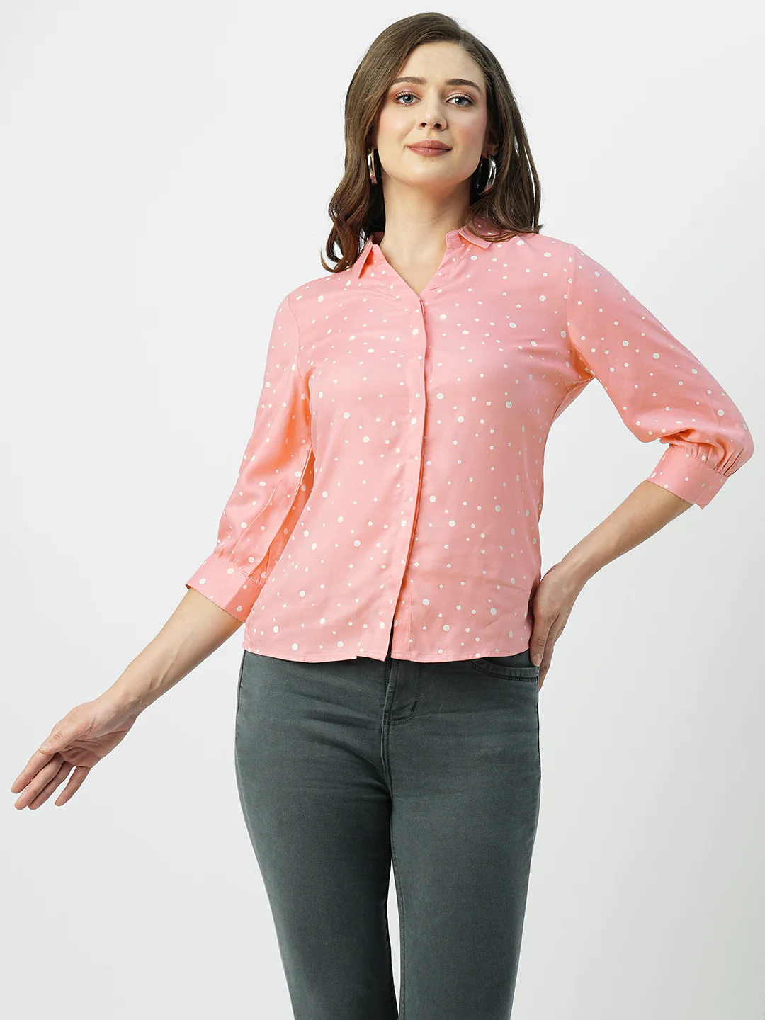 Women Blush Pink Slim Shirt