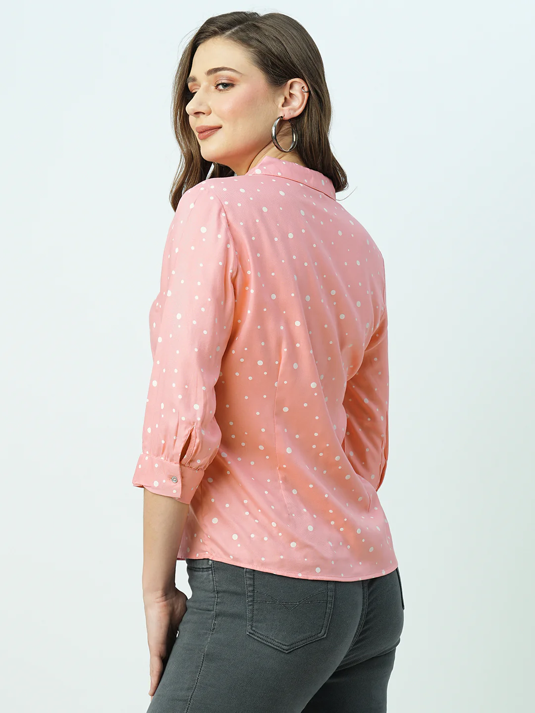 Women Blush Pink Slim Shirt - Image 3