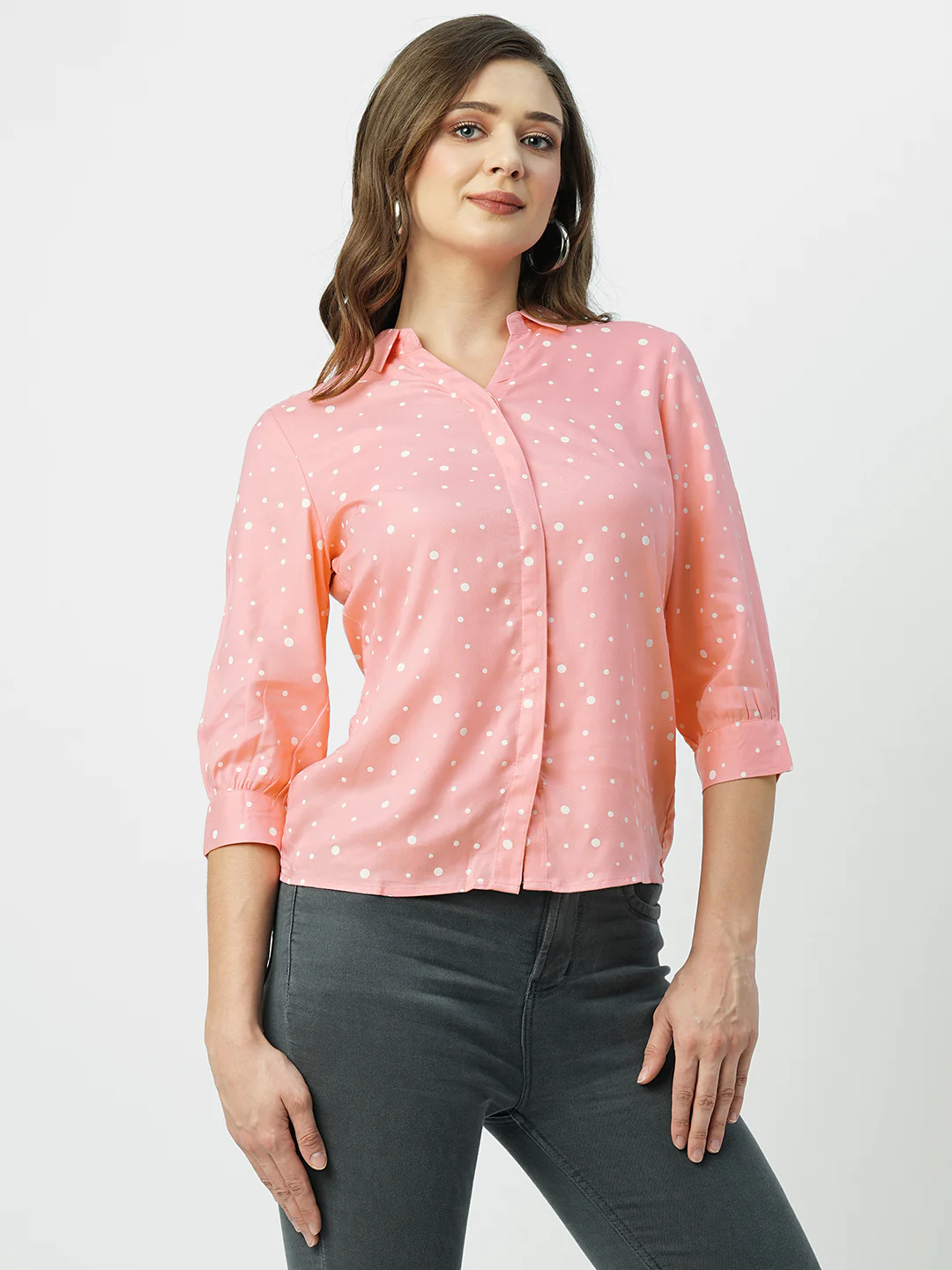 Women Blush Pink Slim Shirt - Image 4