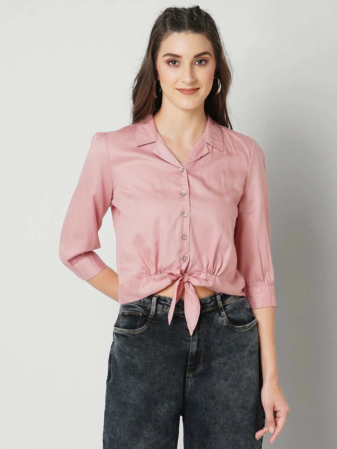 Women Blush Pink Slim Shirt