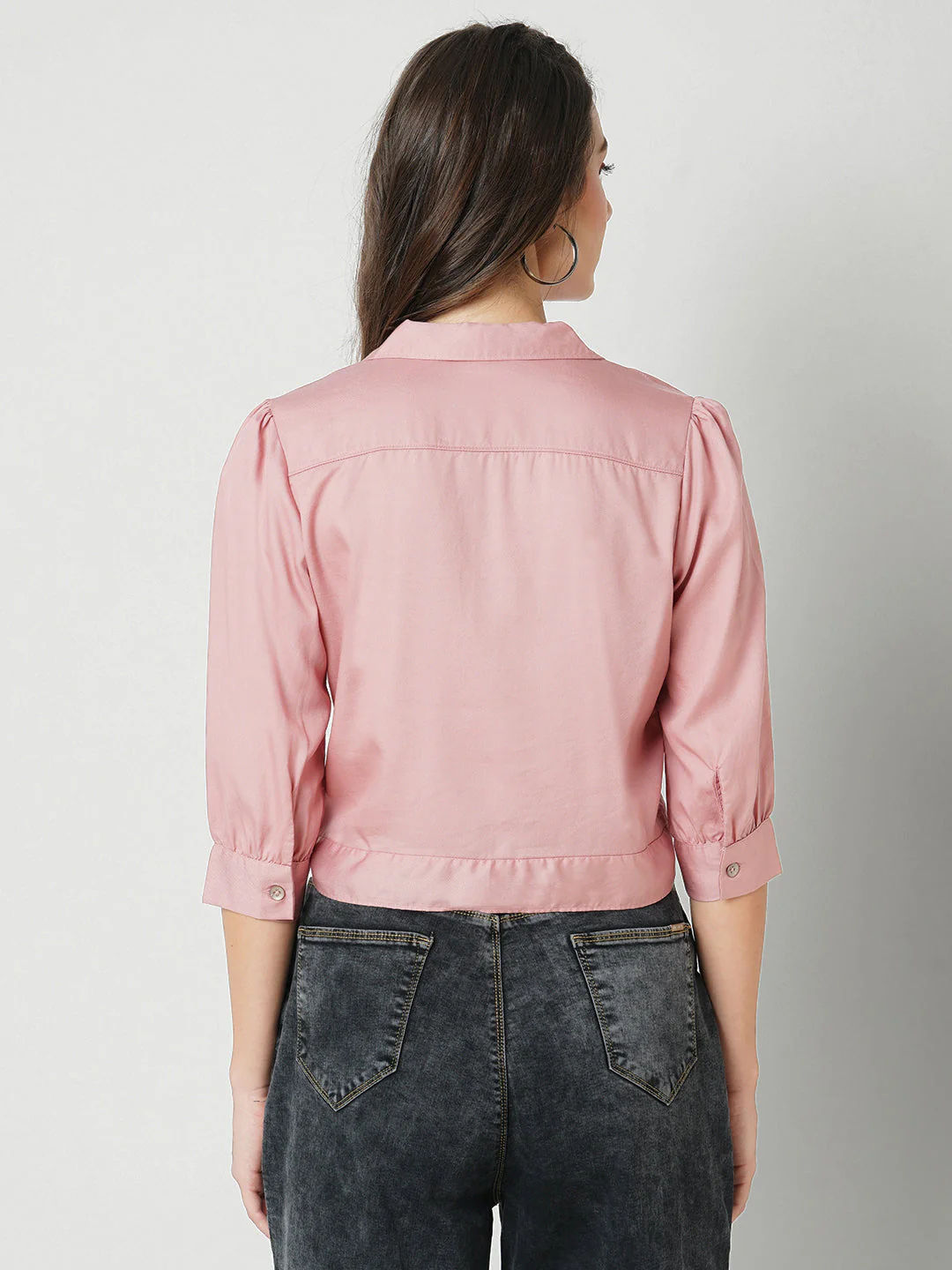 Women Blush Pink Slim Shirt - Image 2
