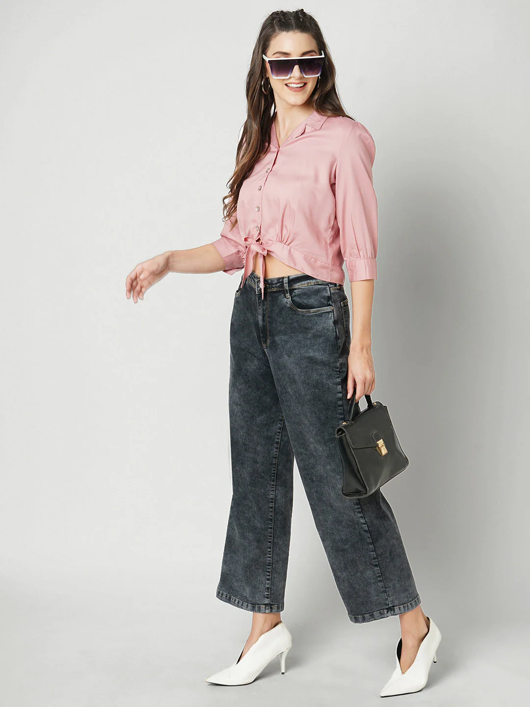 Women Blush Pink Slim Shirt - Image 3