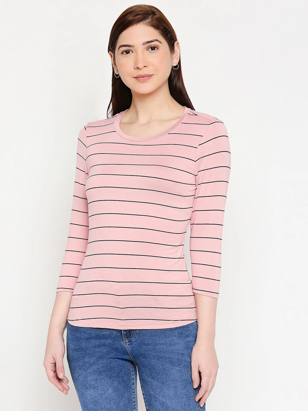 Women Blush Pink Slim T-Shirt