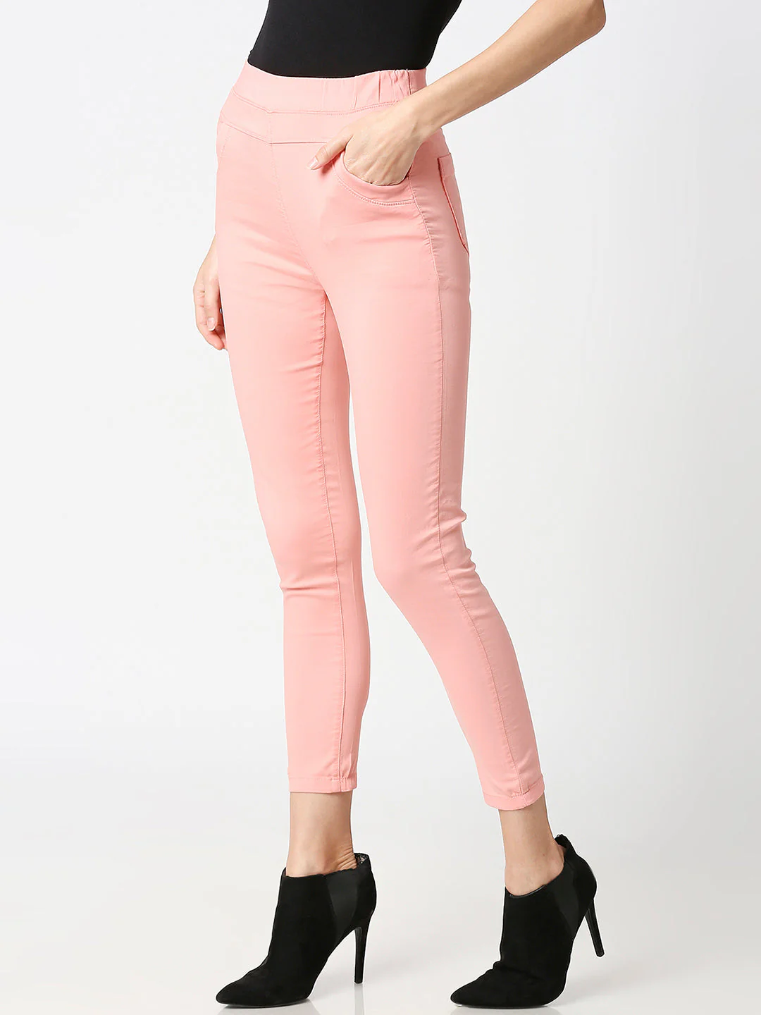 Women Blush Pink Super High-Rise Jeggings - Image 5
