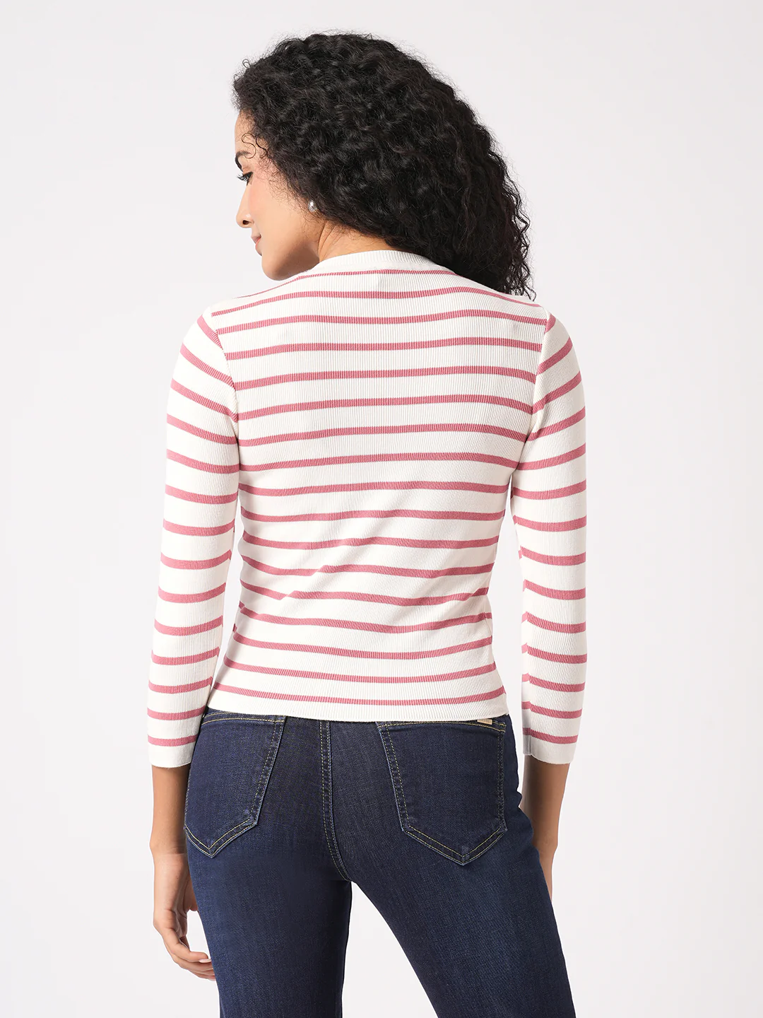 Women Blush Pink/White Flat Knit - Image 3