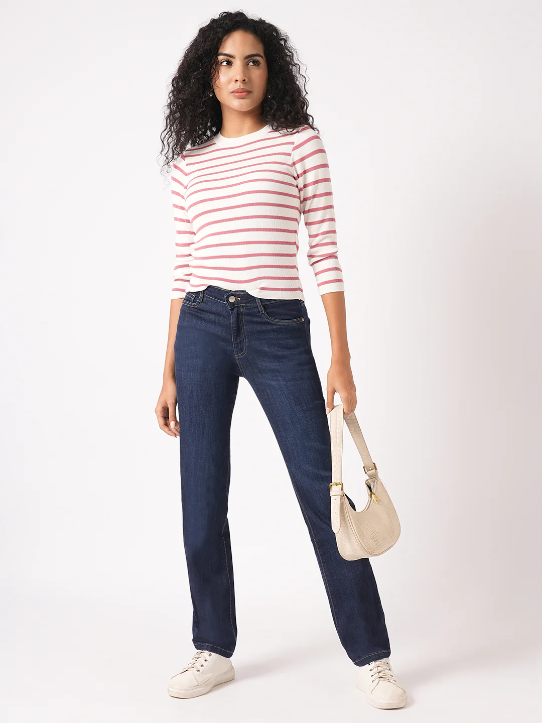 Women Blush Pink/White Flat Knit - Image 4