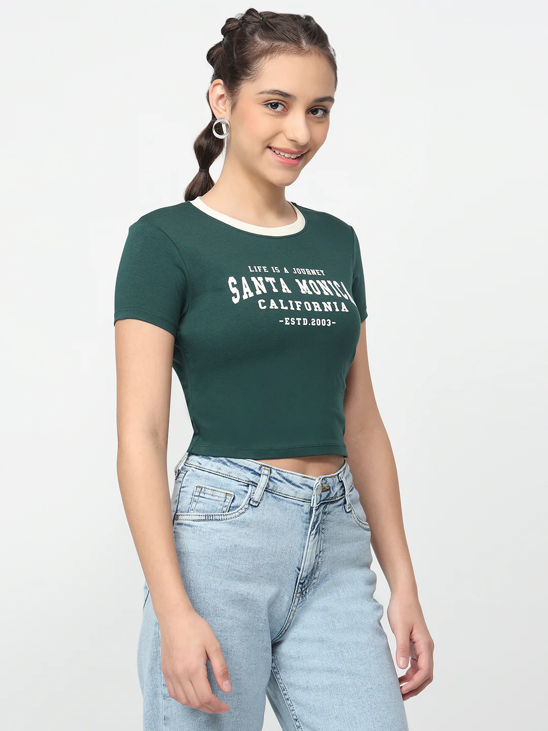 Women Bottle Green Genz Tees - Image 5