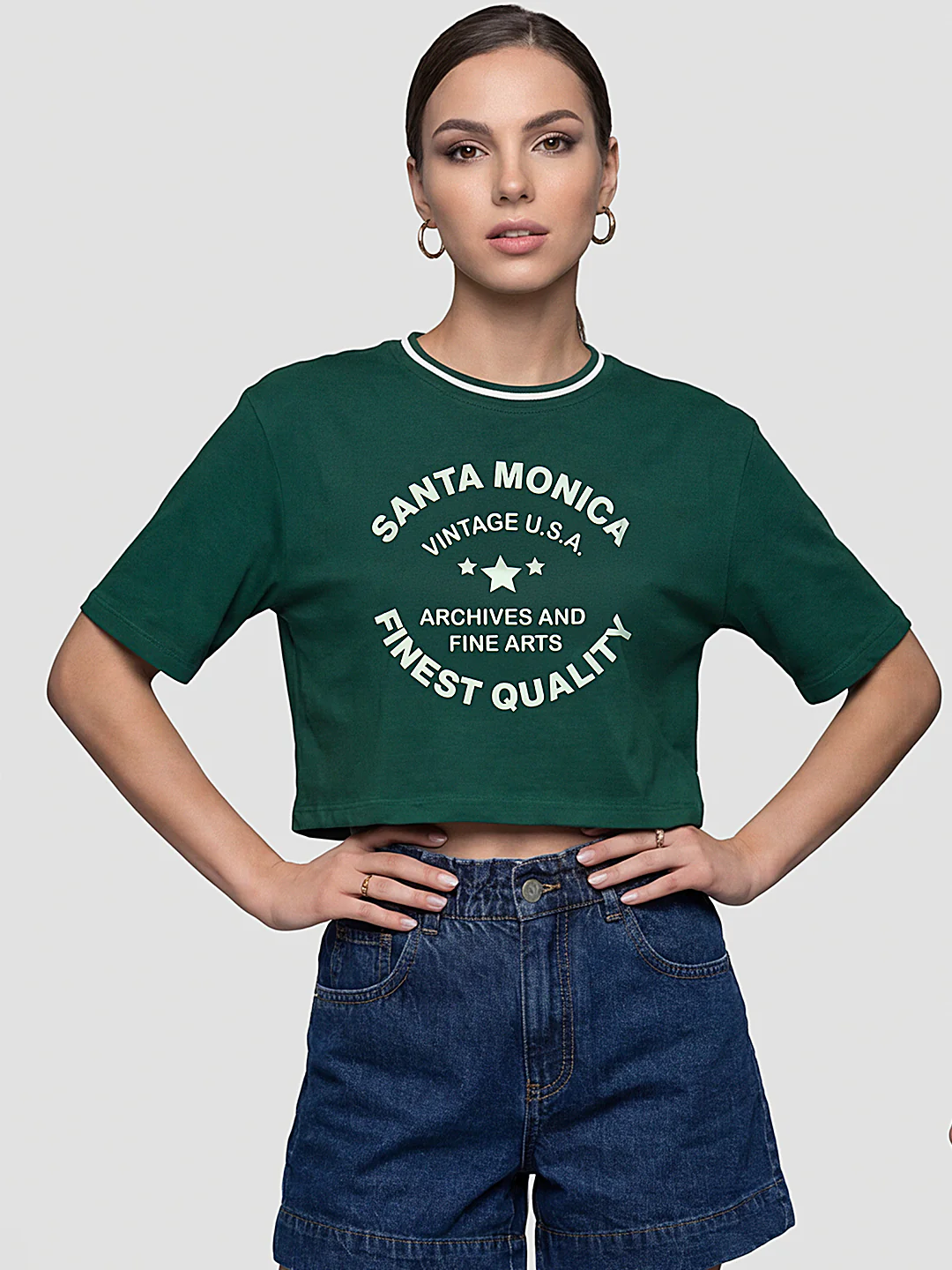 Women Bottle Green Oversized T-Shirt - Image 2