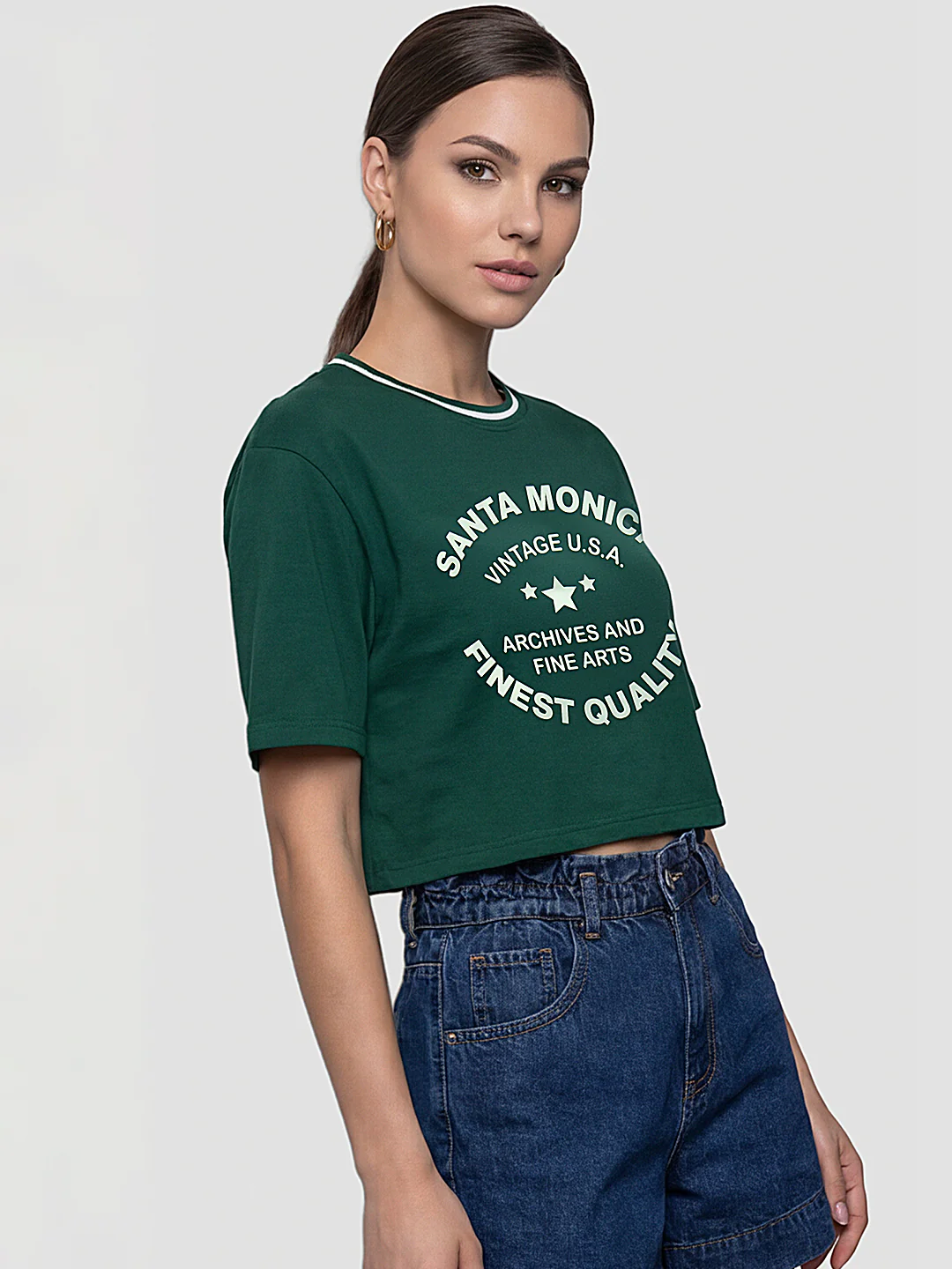 Women Bottle Green Oversized T-Shirt - Image 4
