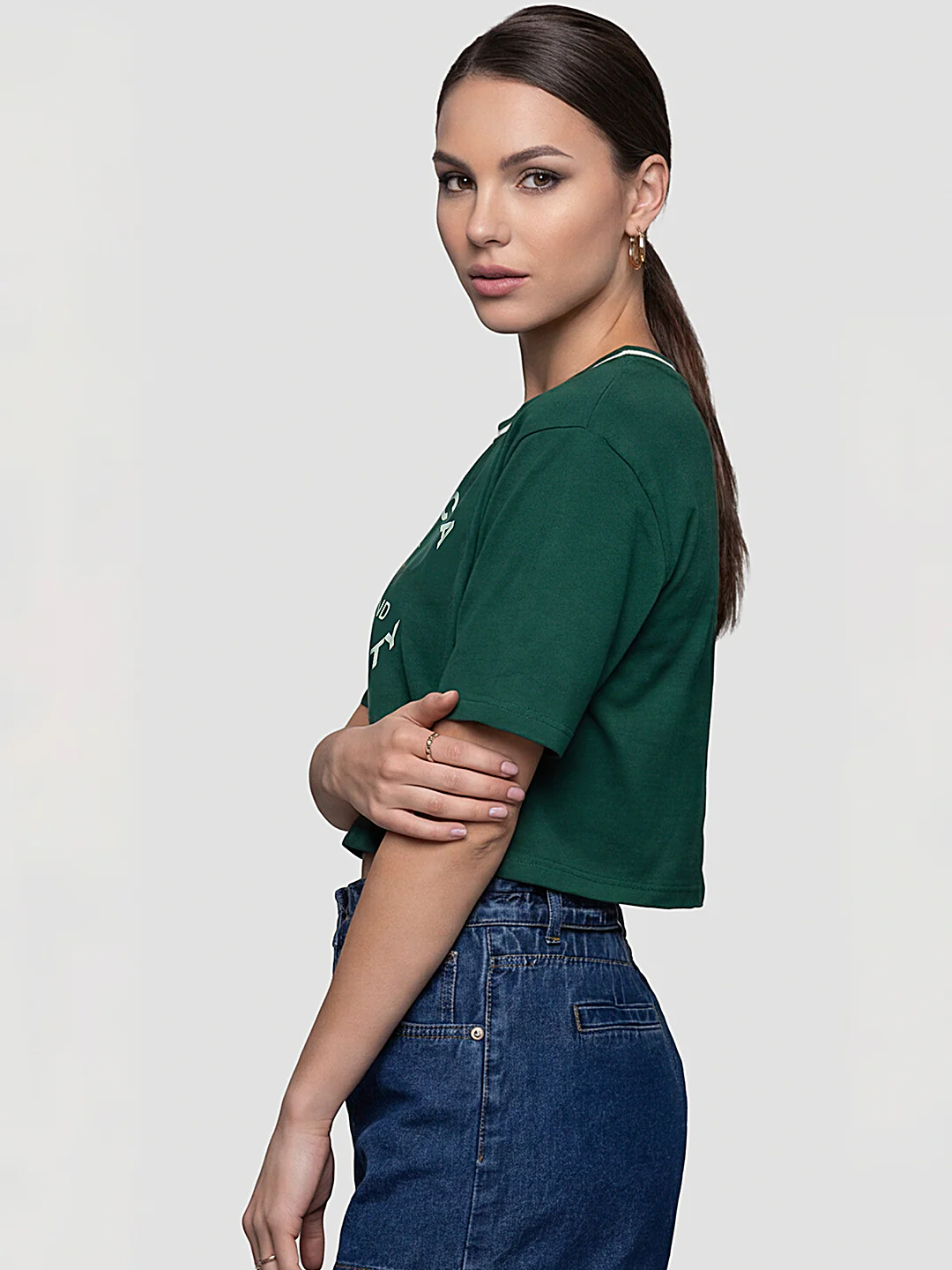 Women Bottle Green Oversized T-Shirt - Image 5