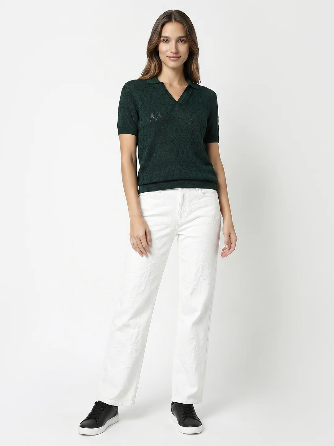 Women Bottle Green Ponitelle Top - Image 4