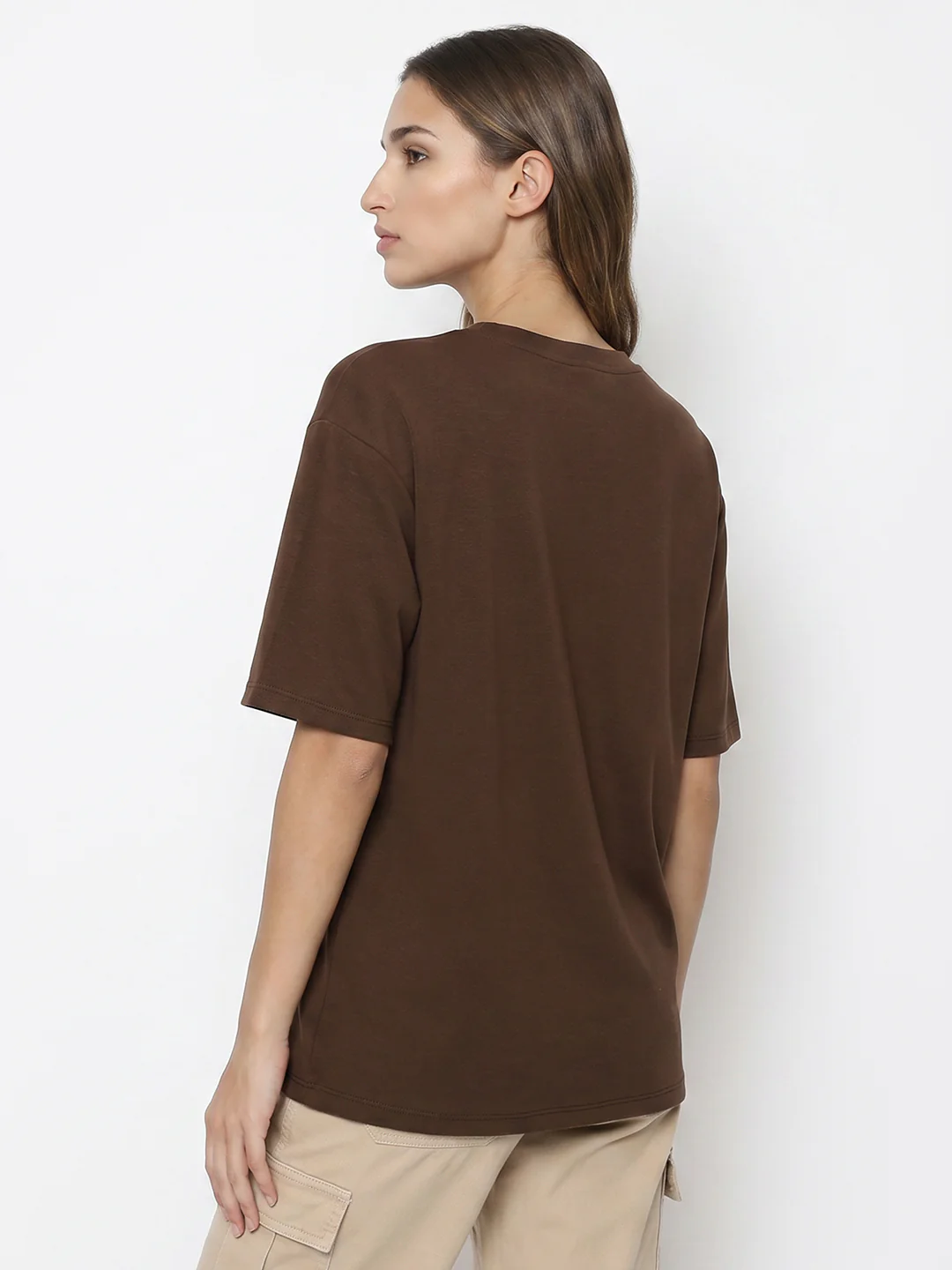 Women Brown Oversize T-Shirt - Image 3
