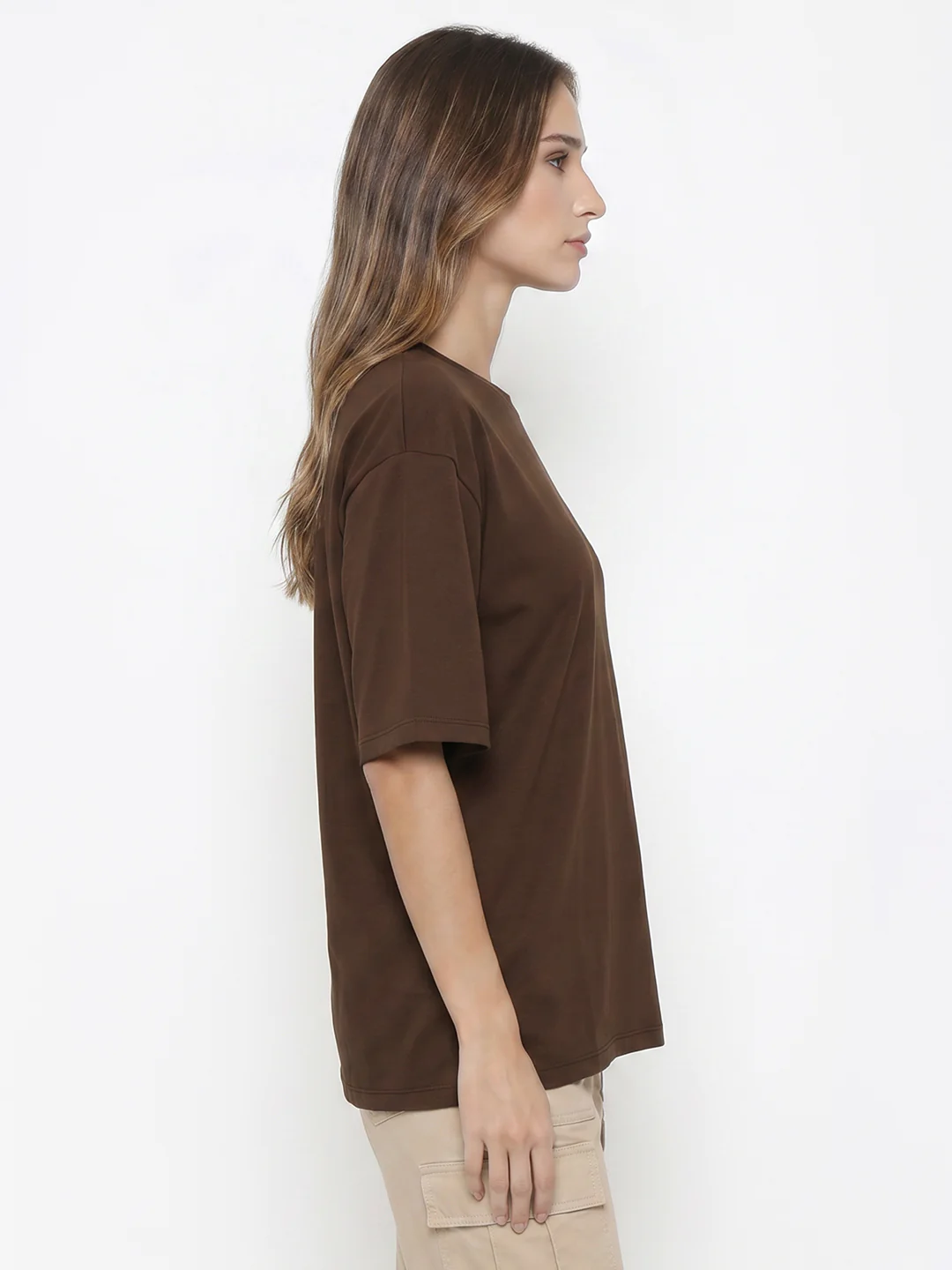 Women Brown Oversize T-Shirt - Image 5