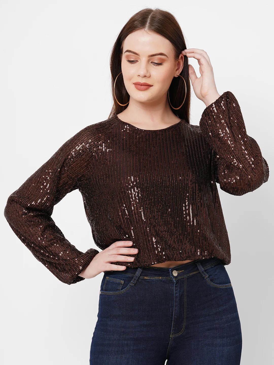 Women Brown Party Wear Top - Image 4