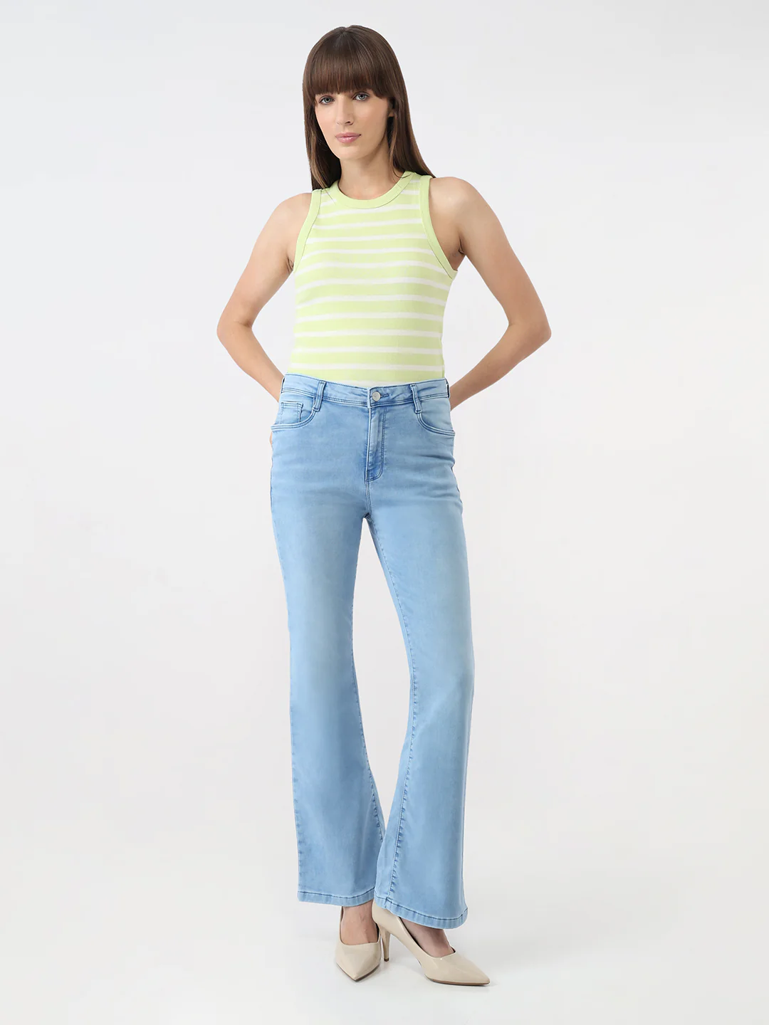 Women Bruno Blue High-Rise Flare Jeans - Image 3