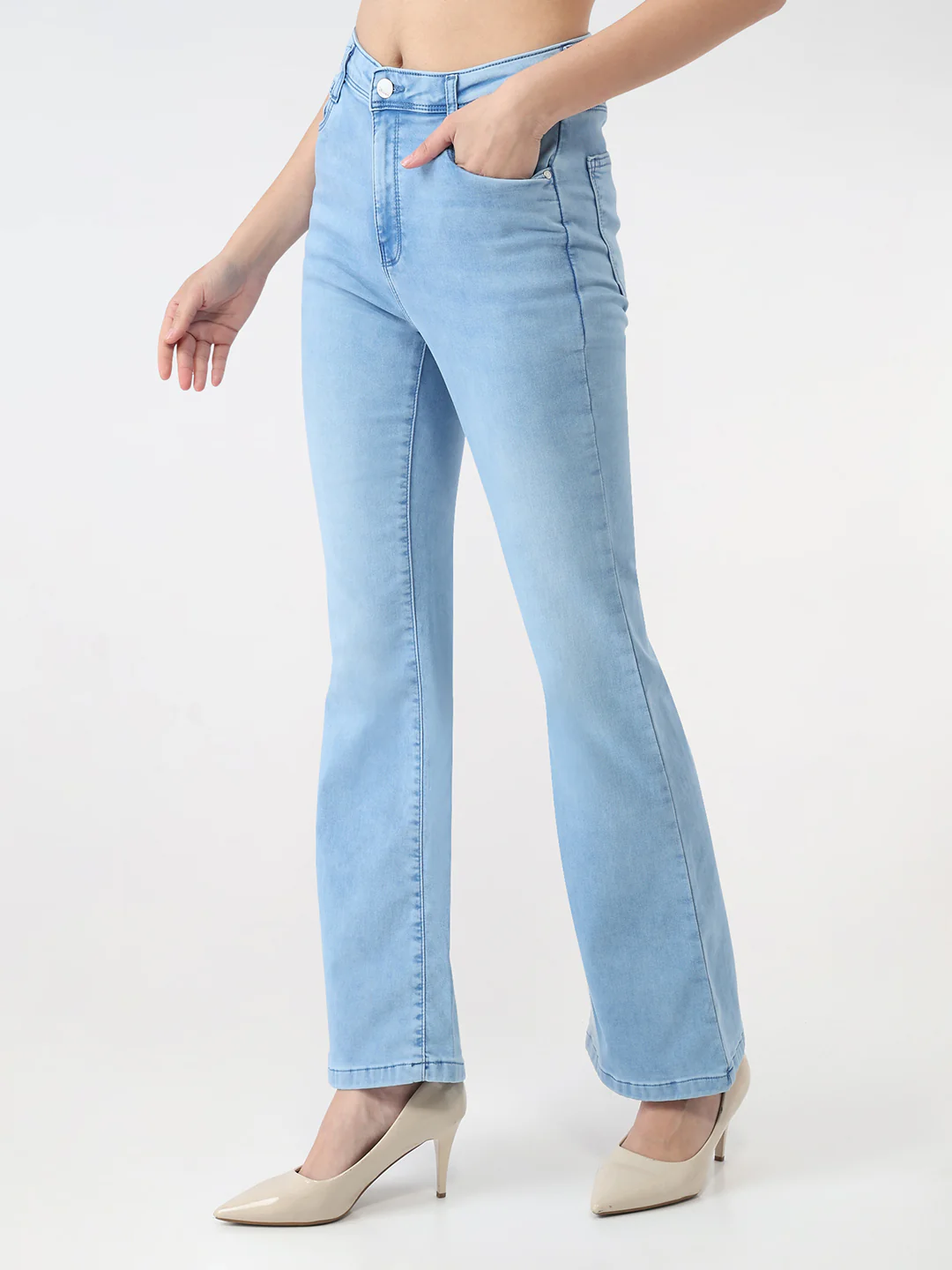 Women Bruno Blue High-Rise Flare Jeans - Image 8