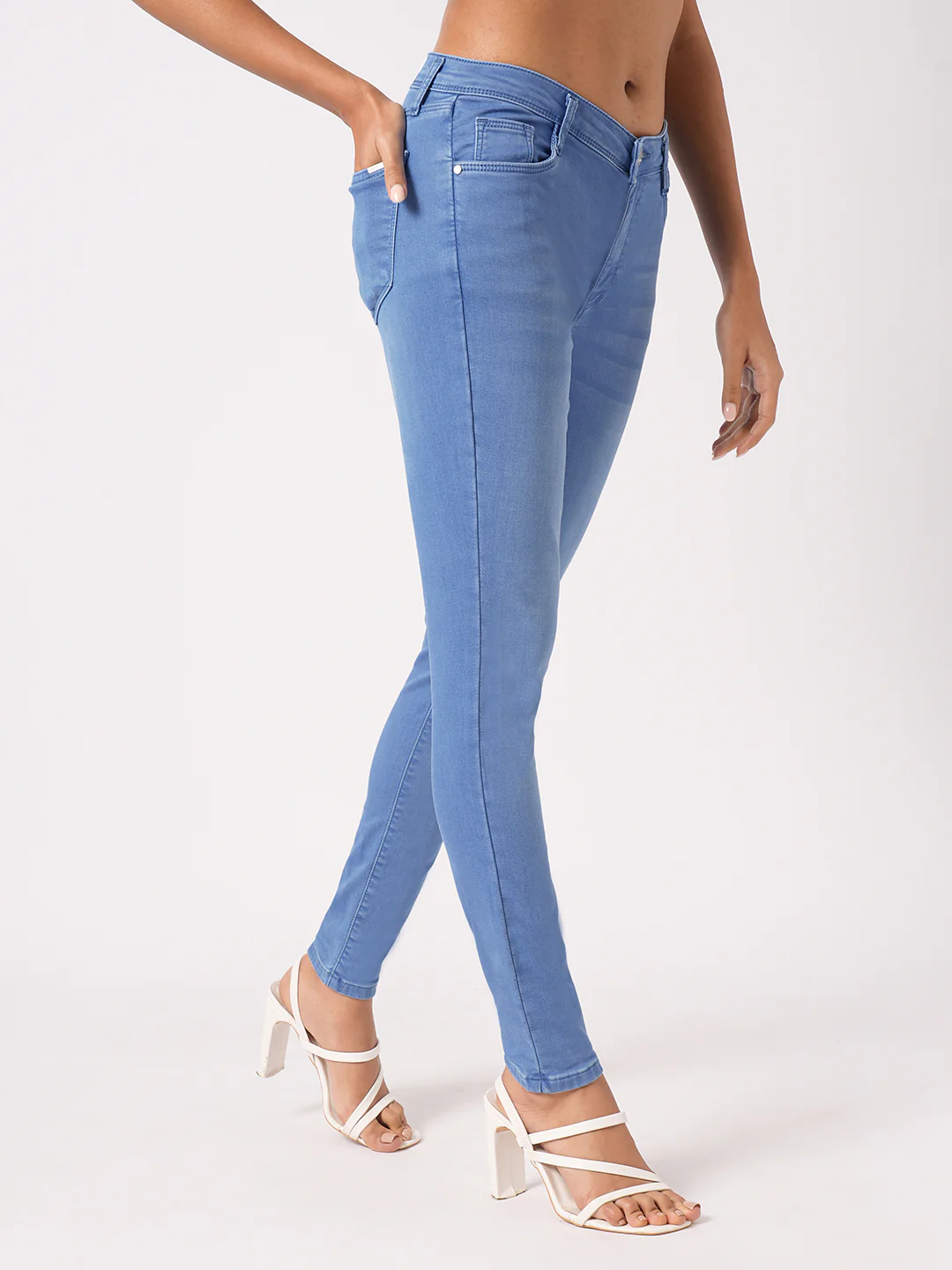 Women Bruno Blue High-Rise Skinny Jeans - Image 5