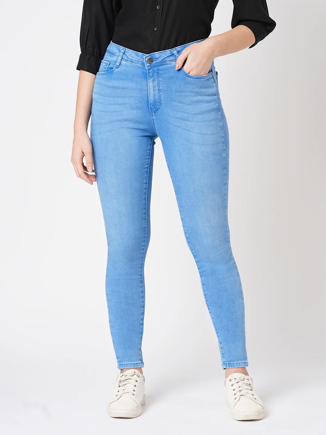 Women Bruno Blue High-Rise Skinny Jeans - Image 2