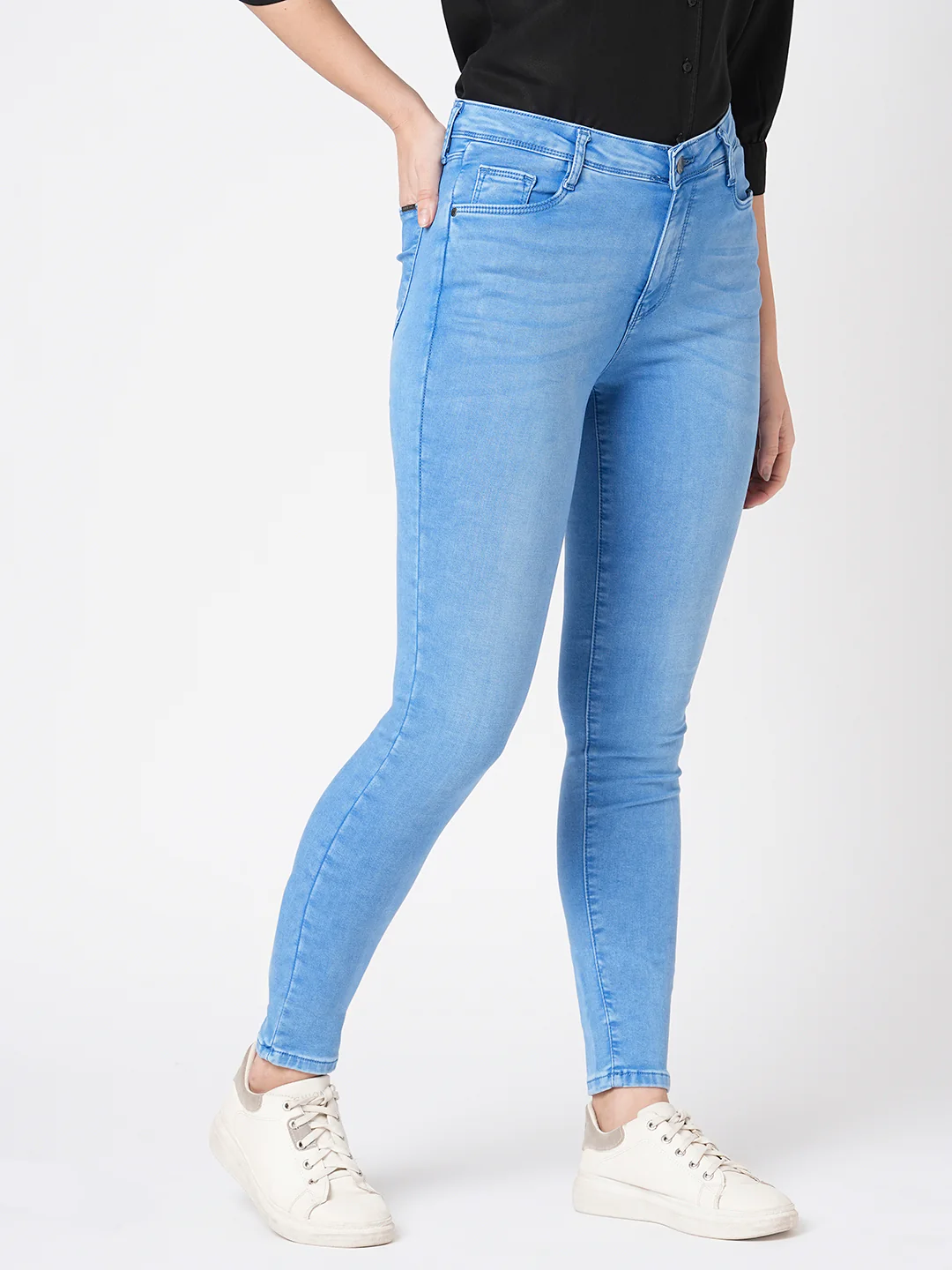 Women Bruno Blue High-Rise Skinny Jeans - Image 4