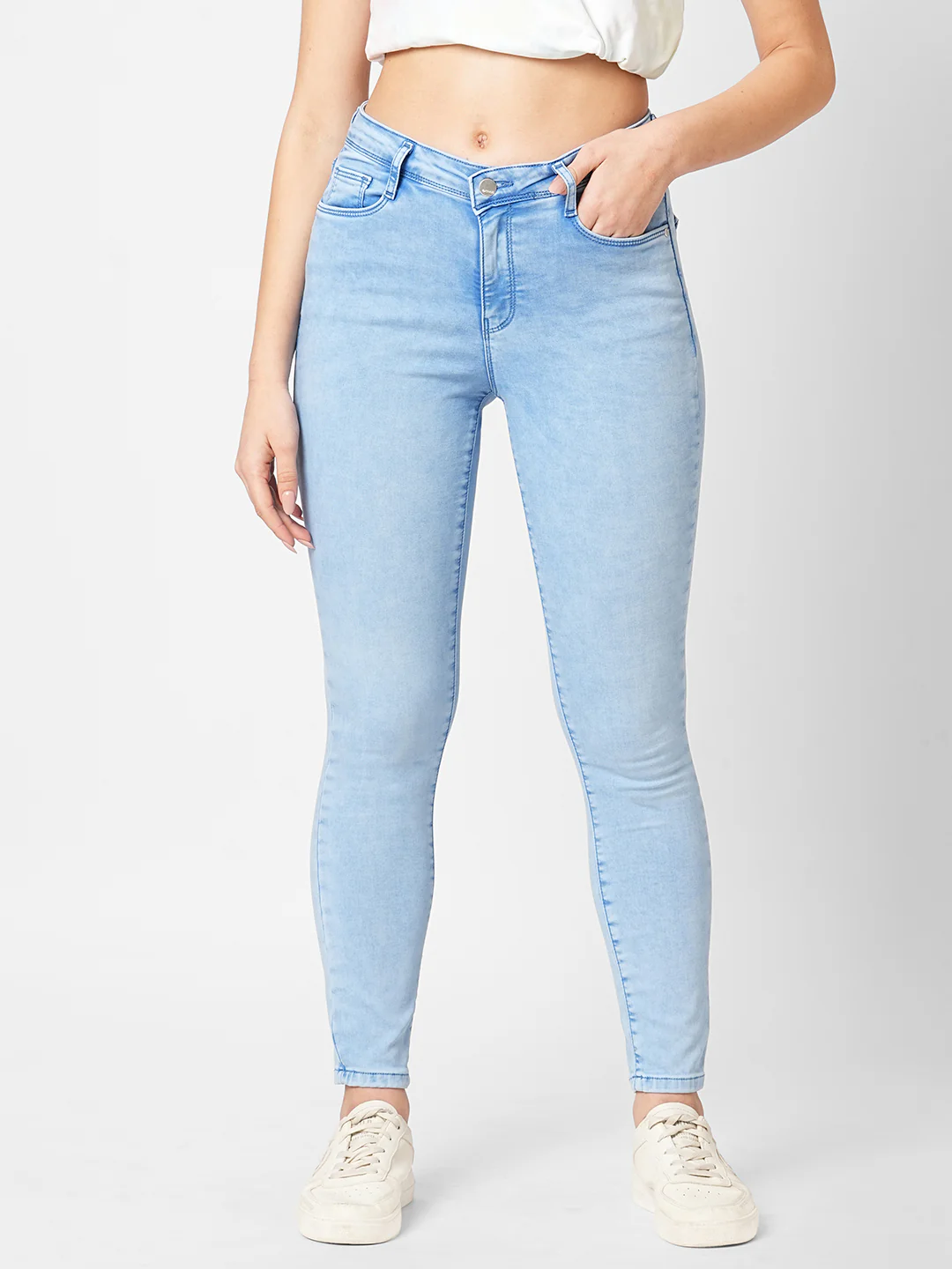 Women Bruno Blue High-Rise Skinny Jeans - Image 2