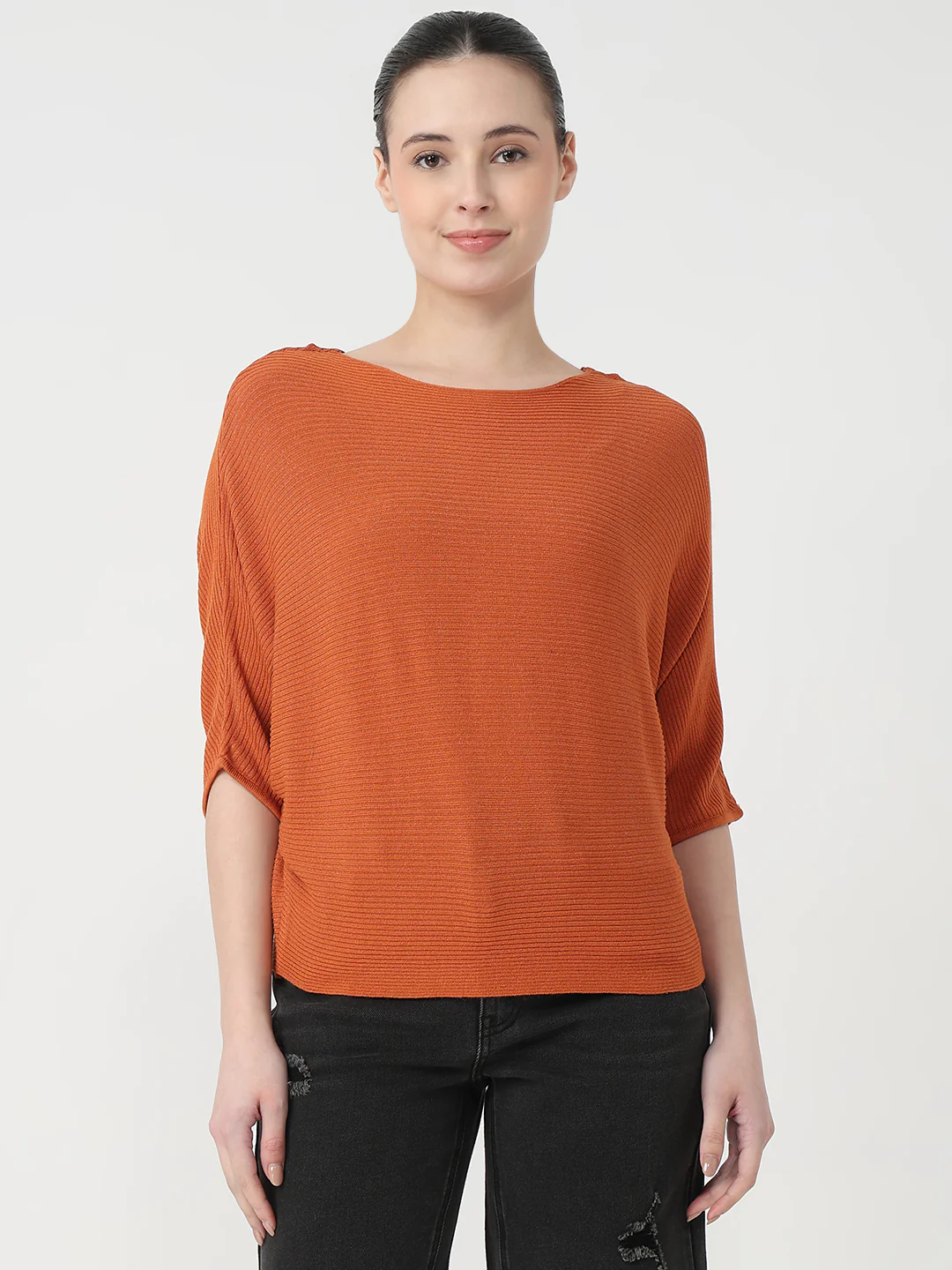 Women Burnt Orange Batsleeve Top - Image 2