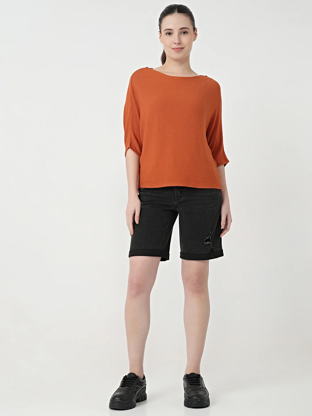 Women Burnt Orange Batsleeve Top - Image 4