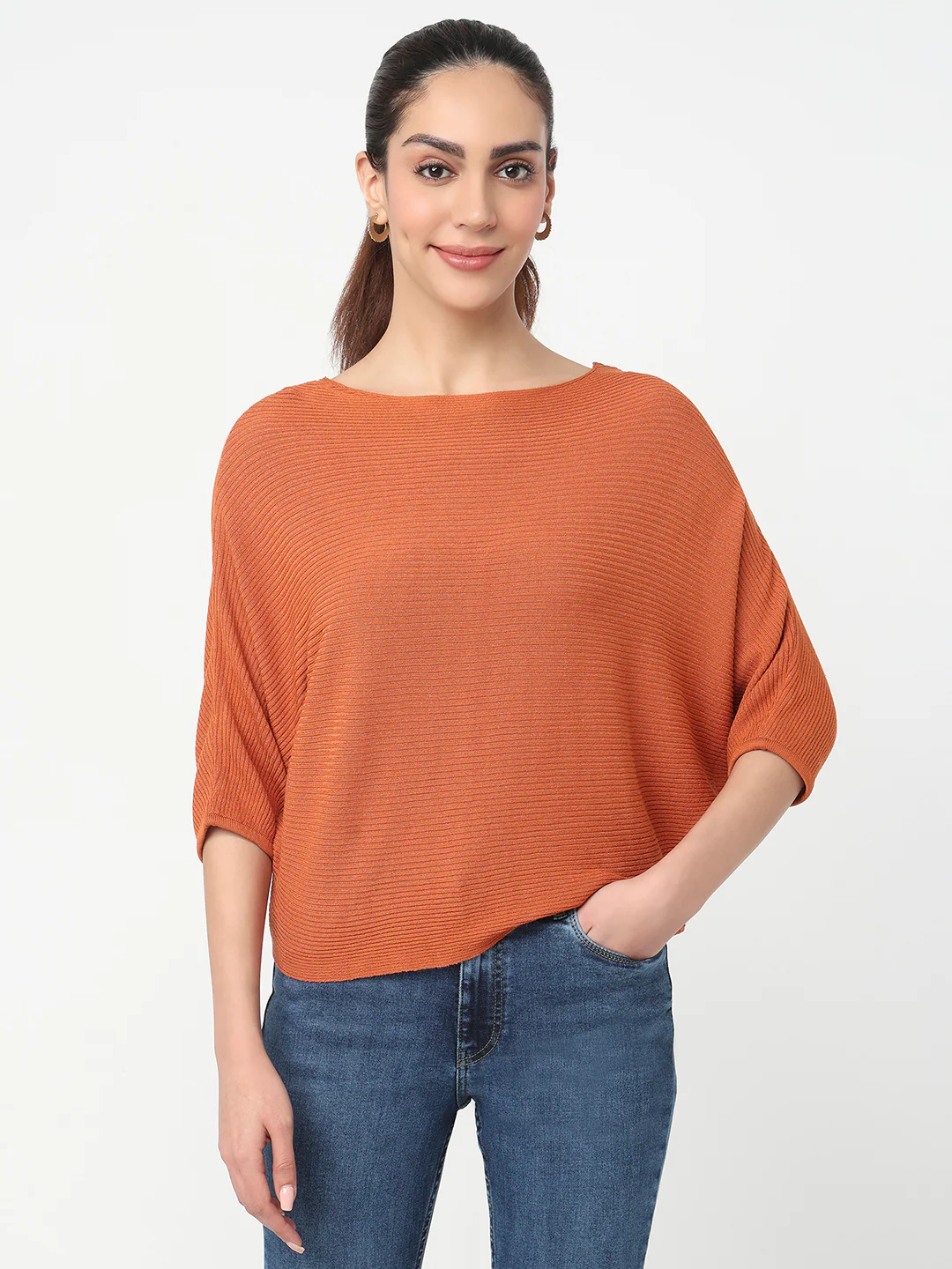 Women Burnt Orange Batsleeve Top - Image 2
