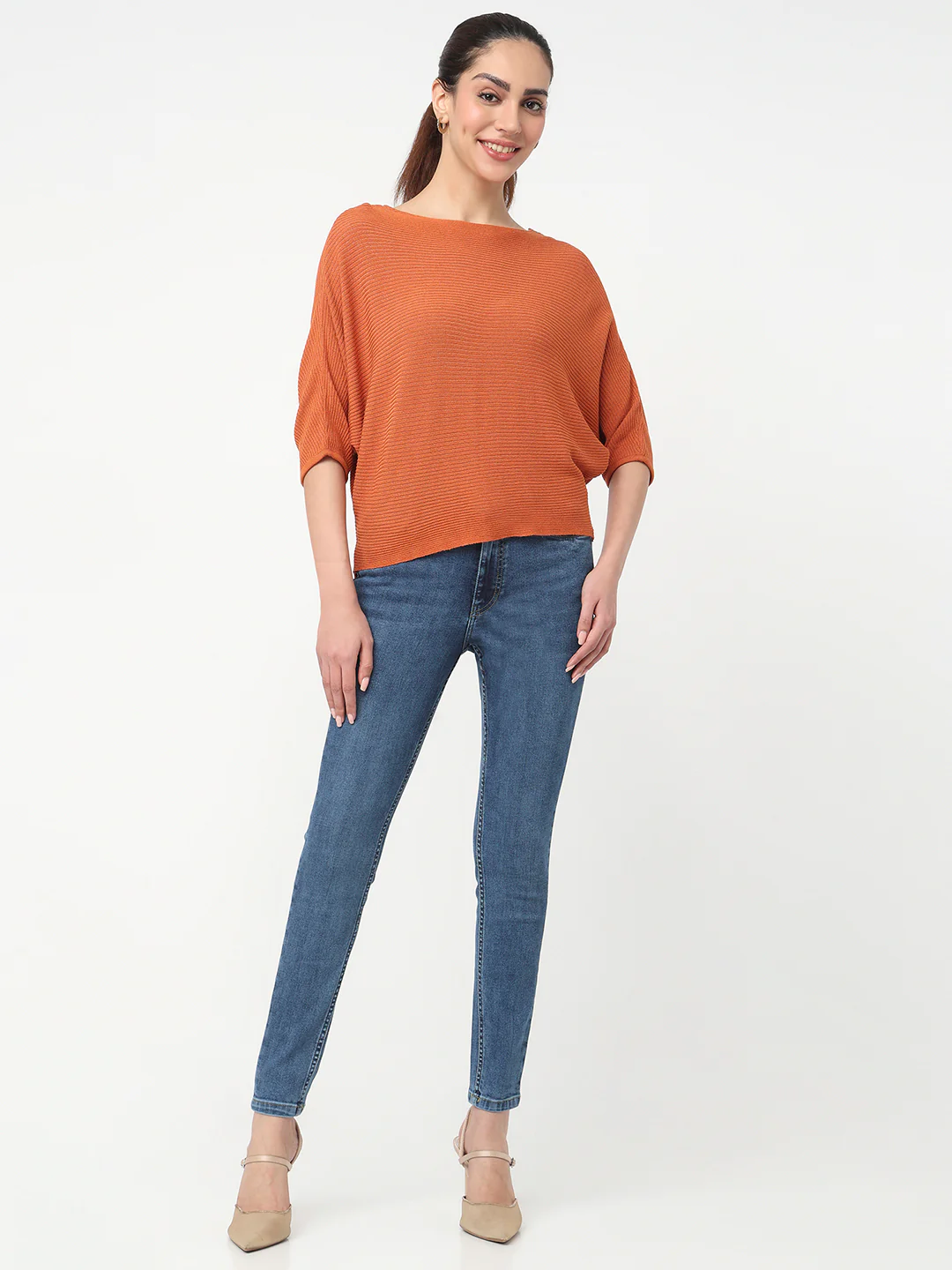 Women Burnt Orange Batsleeve Top - Image 4