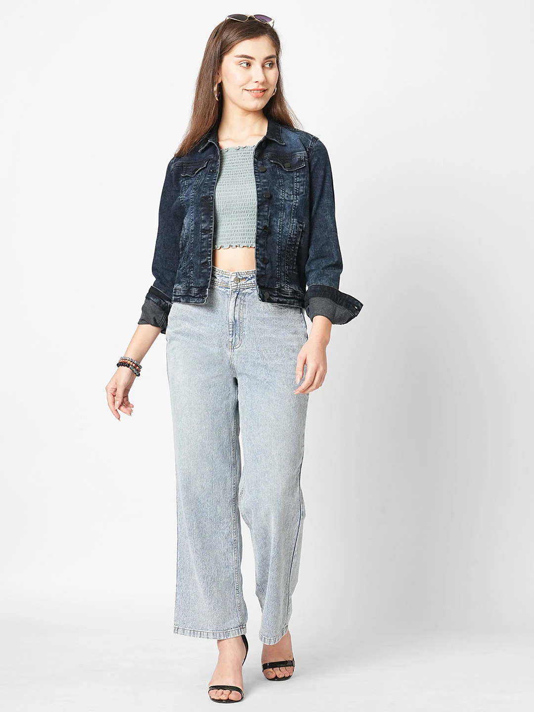 Women Carbon Black Denim Jacket - Image 4