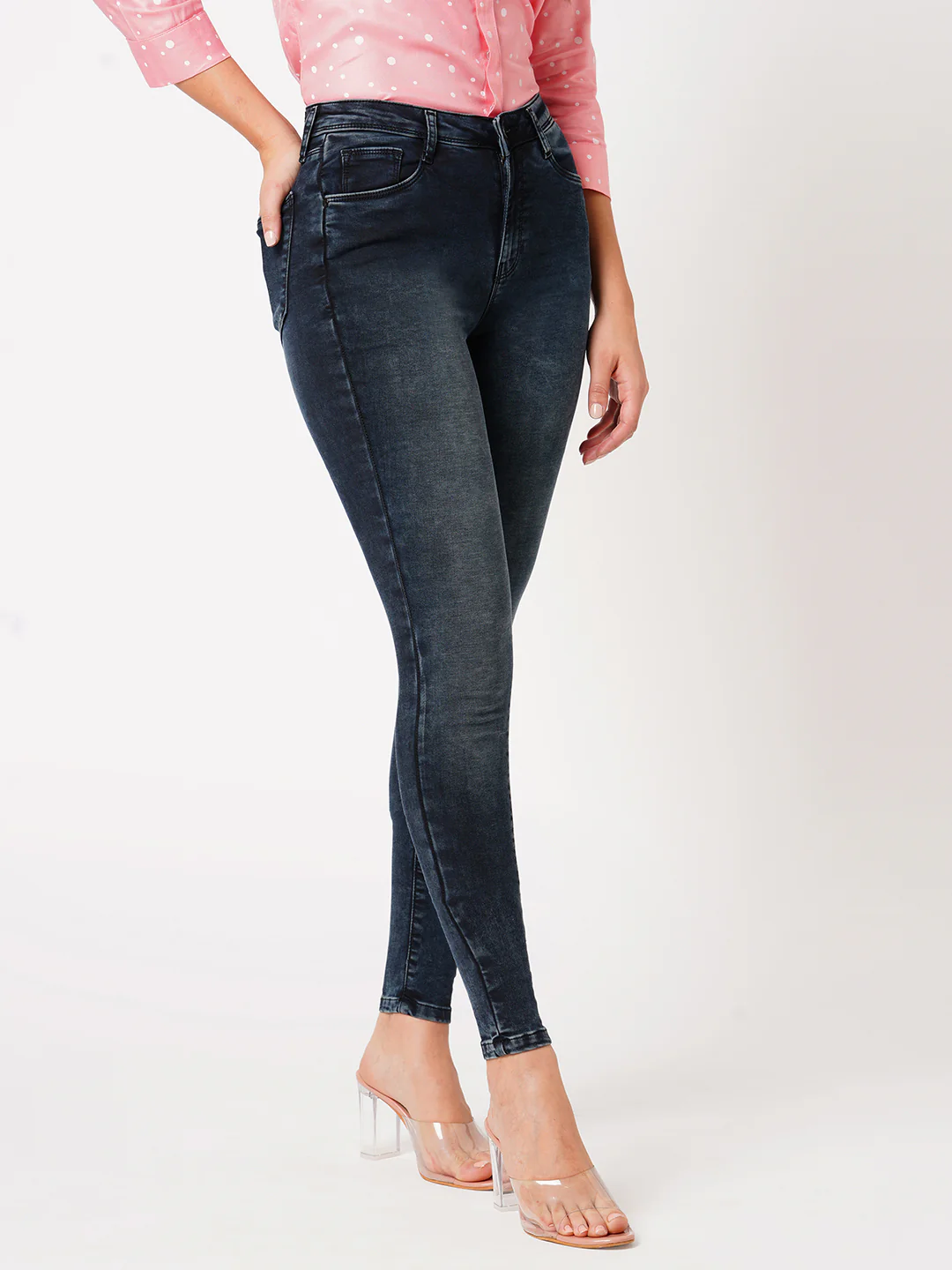 Women Carbon Black High-Rise Skinny Jeans - Image 6