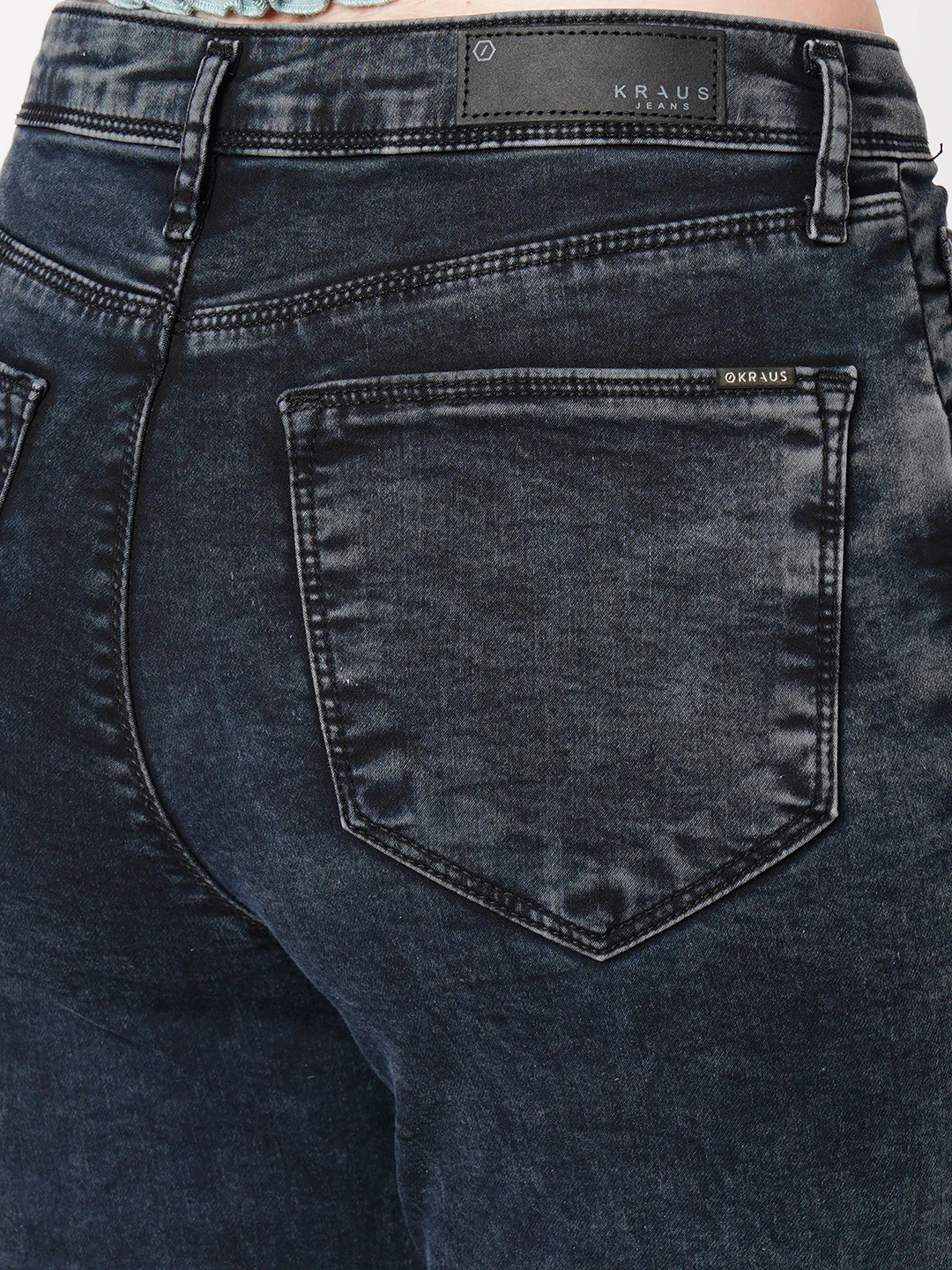 Women Carbon Black Mini Flare Jeans - Image 6
