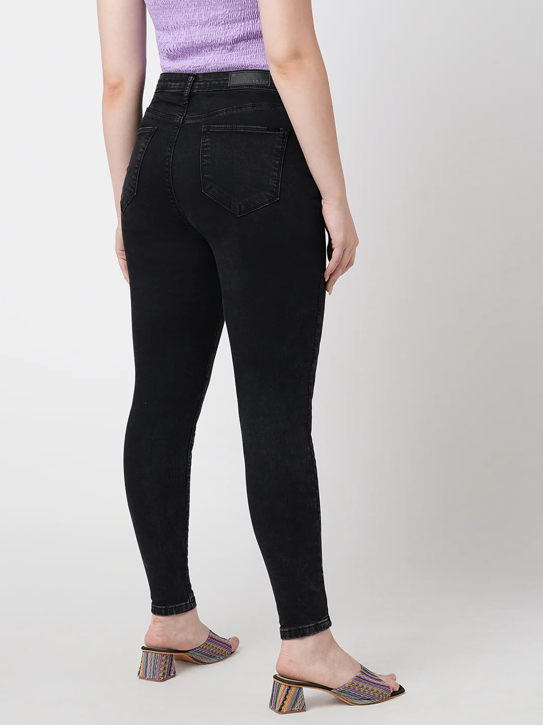 Women Carbon Black Sky High Skinny Jeans - Image 3