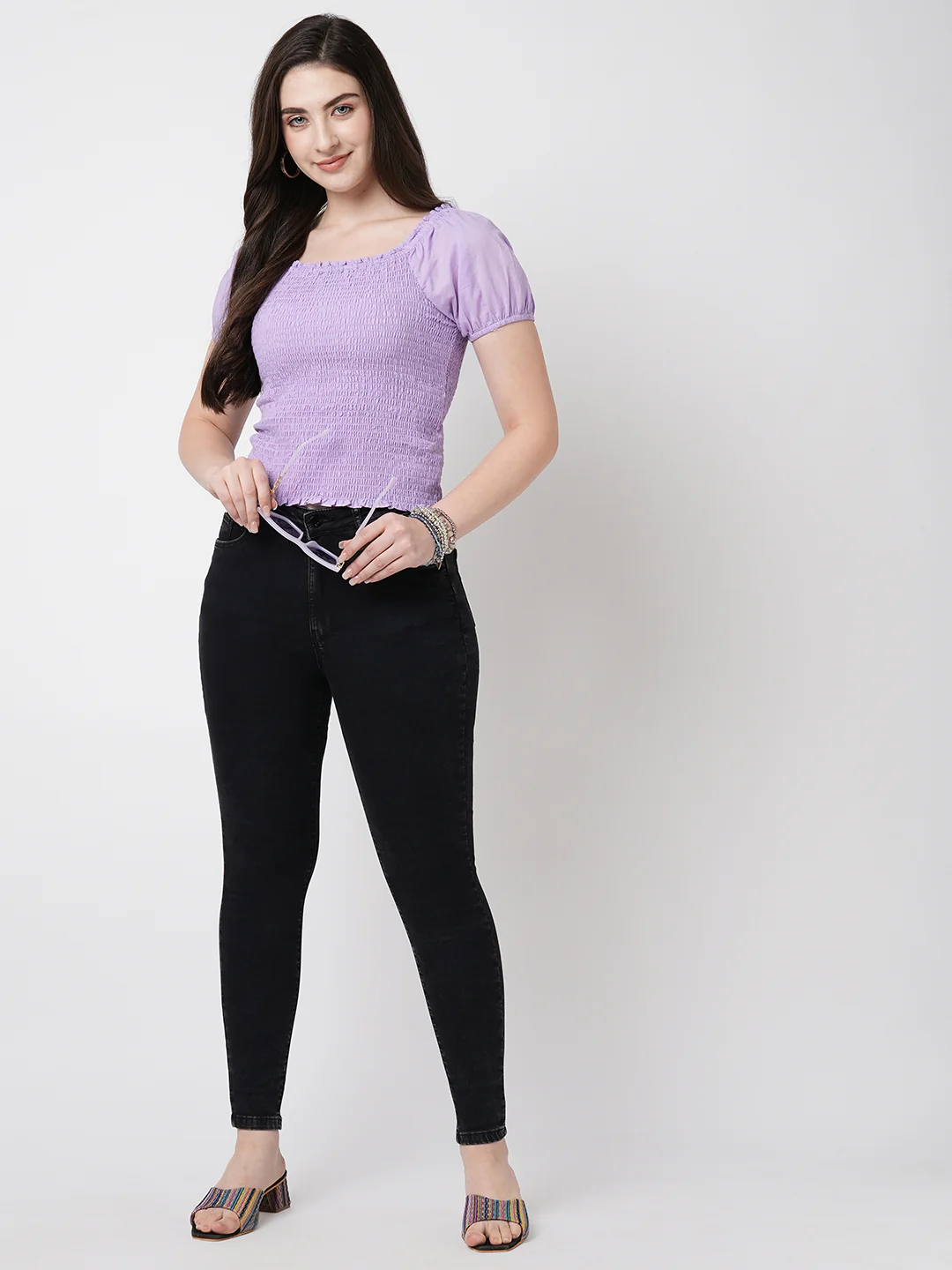 Women Carbon Black Sky High Skinny Jeans - Image 4