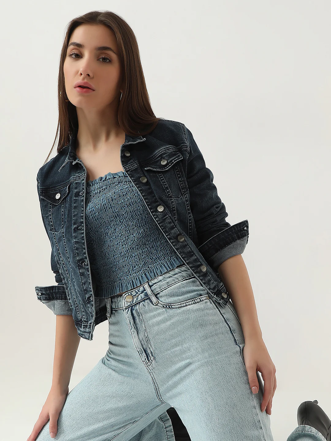 Women Carbon Blue Denim Jacket - Image 2