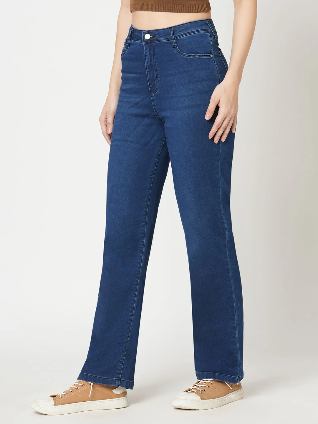Women Carbon Blue High-Rise Loose Straight Jeans - Image 6