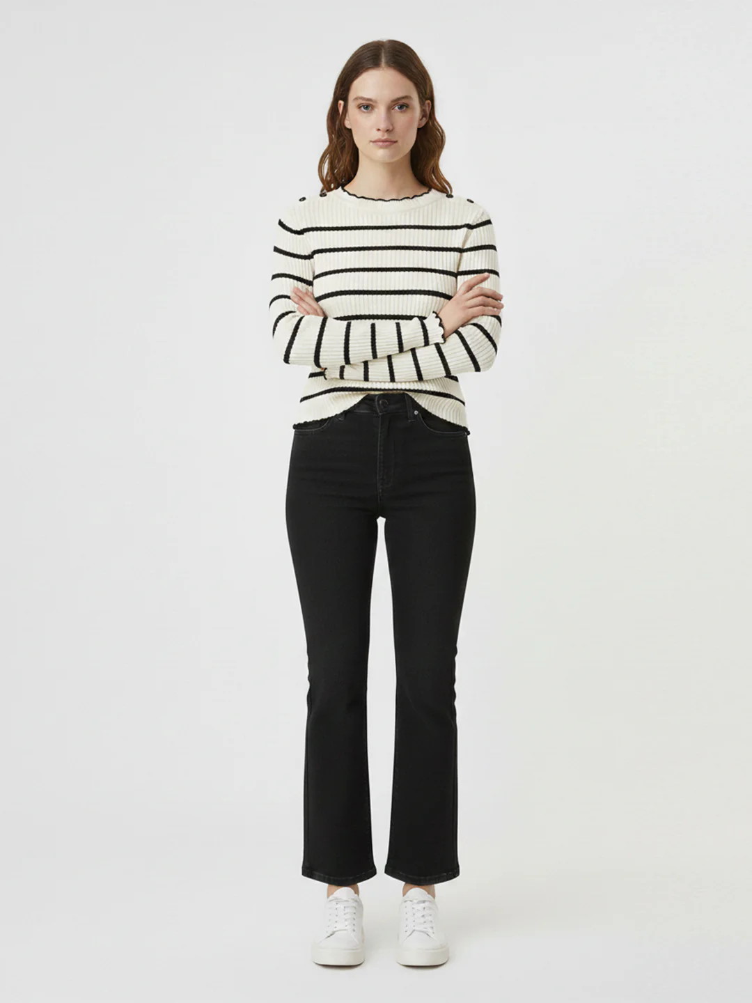 Women Charcoal Black High-Rise Mini Flare Jeans