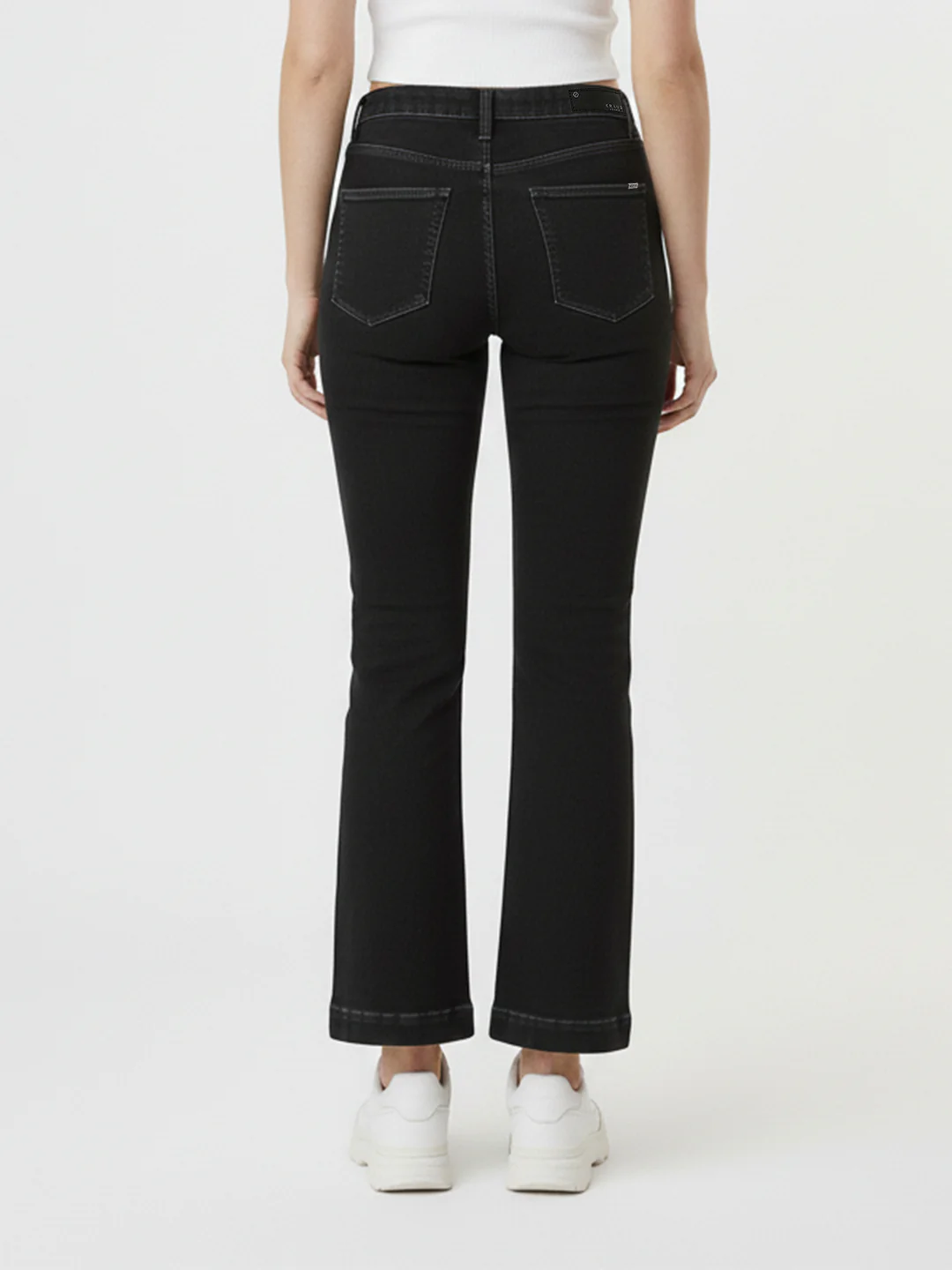 Women Charcoal Black High-Rise Mini Flare Jeans - Image 3