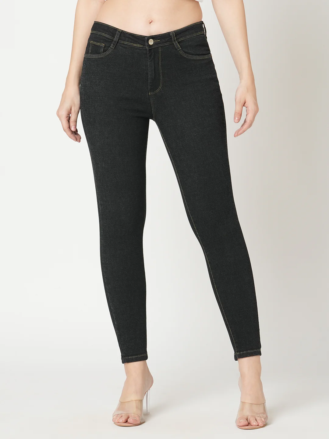 Women Charcoal Black High-Rise Skinny Jeans