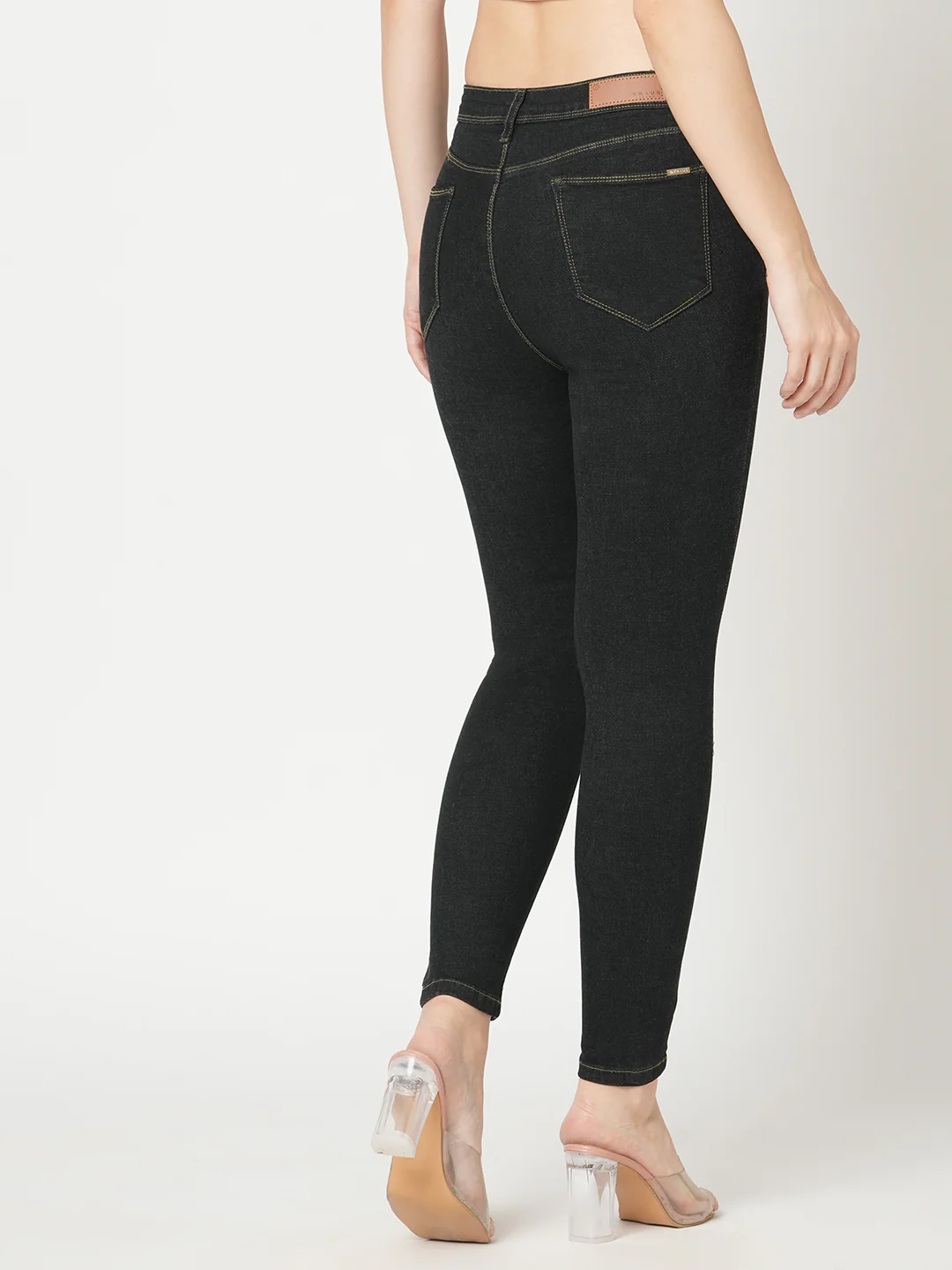Women Charcoal Black High-Rise Skinny Jeans - Image 3